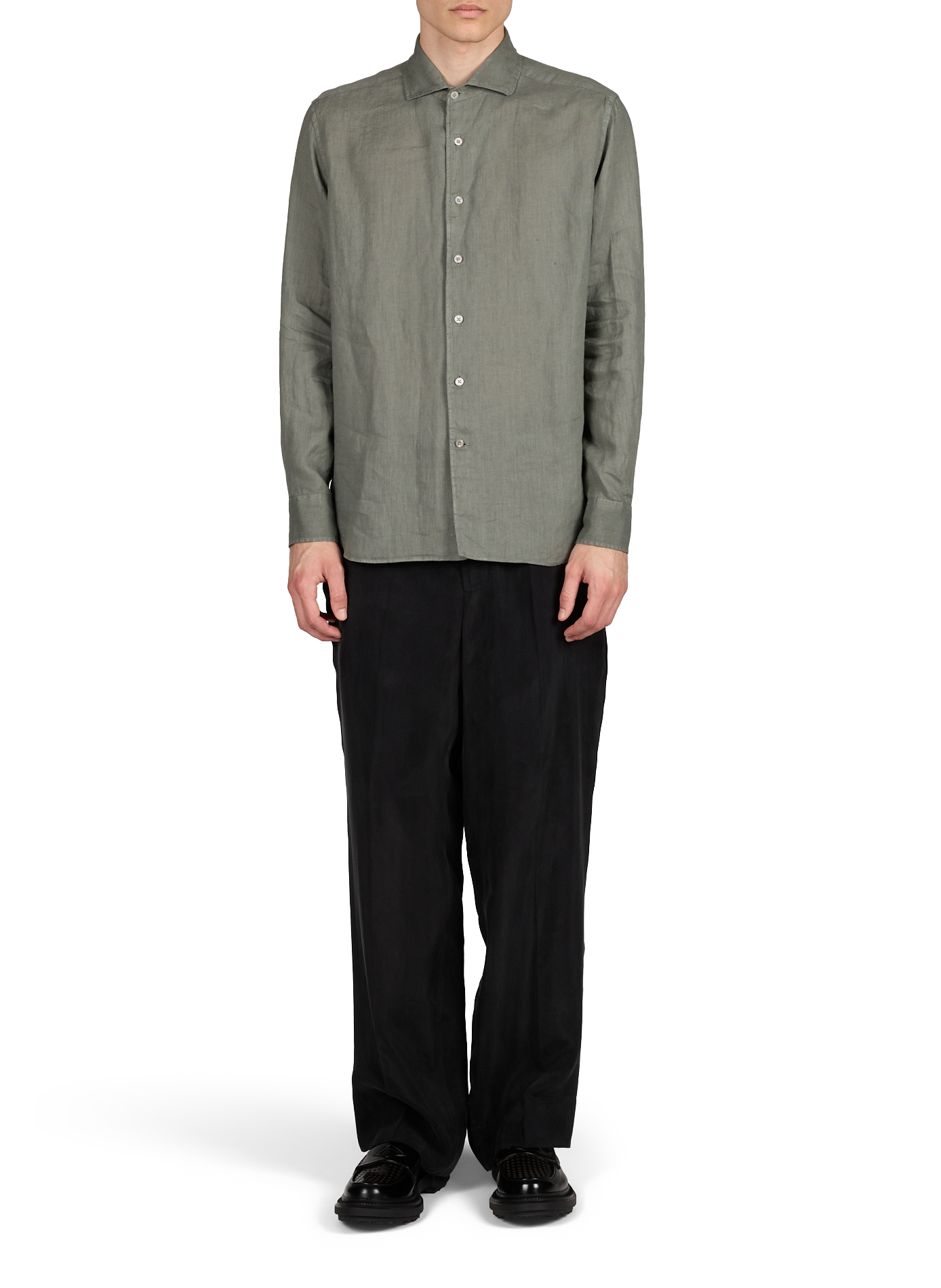 Camicia diritta in lino CORNELIANI Verde