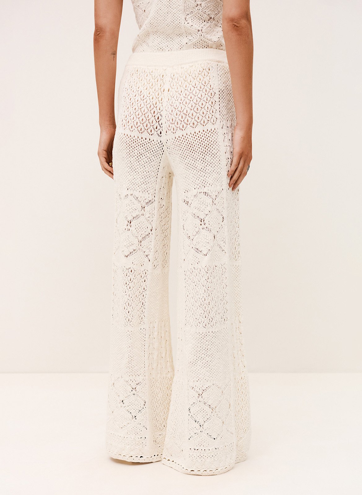 Pantalon large brodé en coton mélangé santy BA&SH Beige