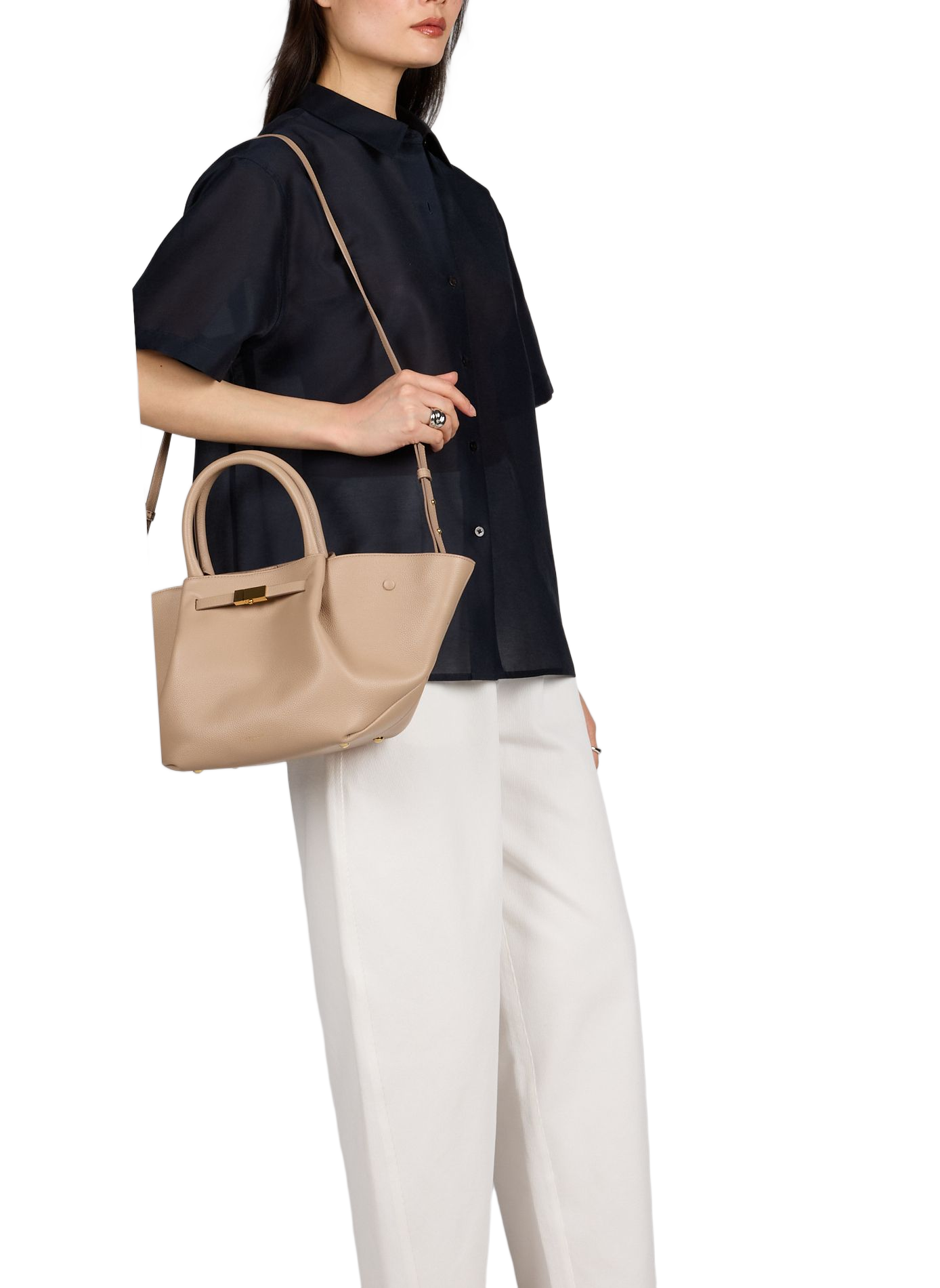 Gestreifter Ledertasche DEMELLIER LONDON Braun