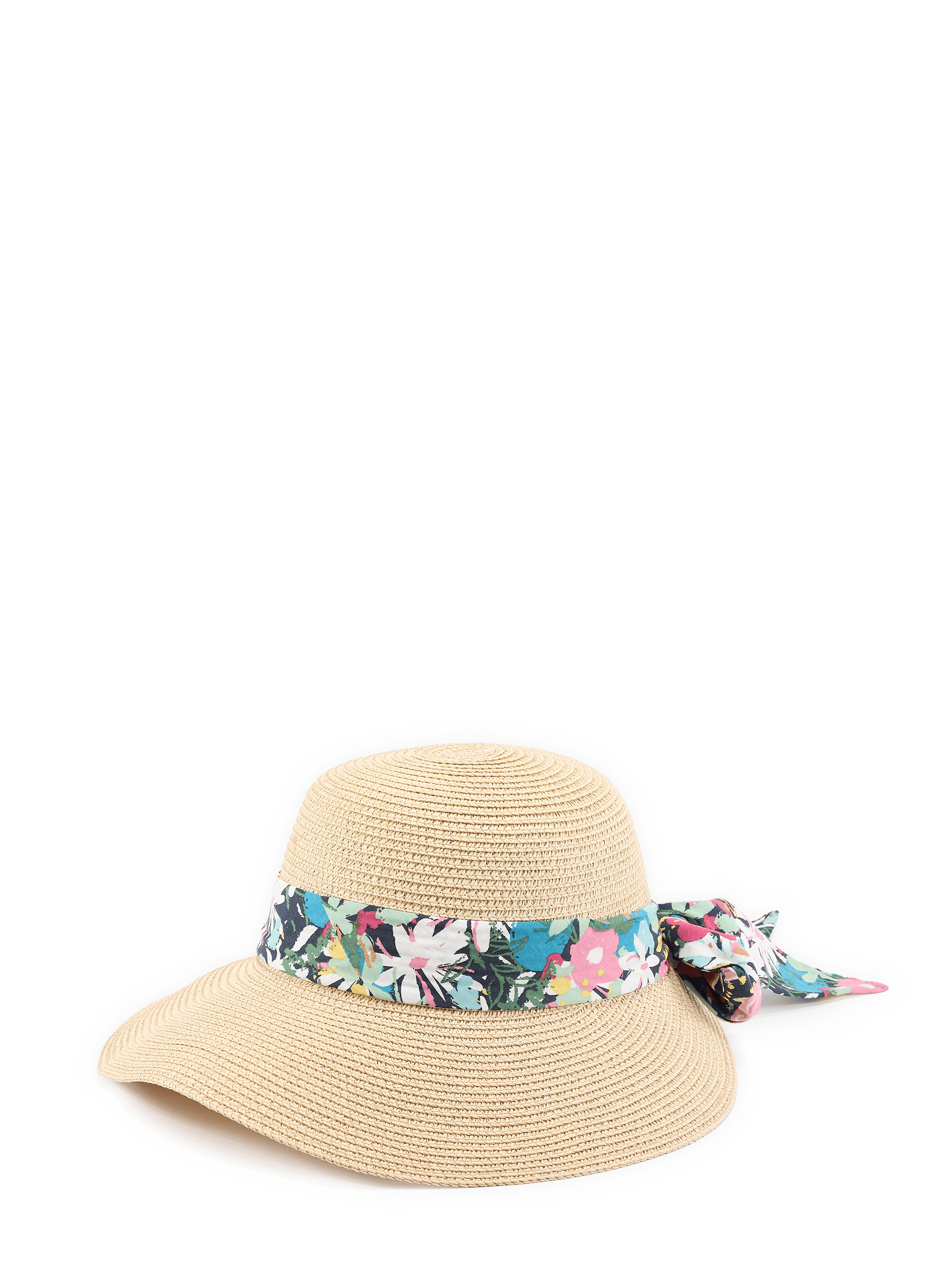 Chapeau paille à ruban en papier AU PRINTEMPS PARIS Beige