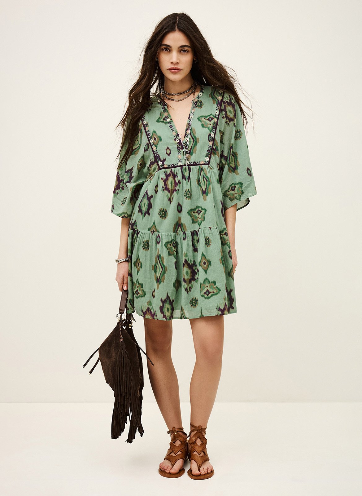 Robe courte col v olalie BA&SH Vert