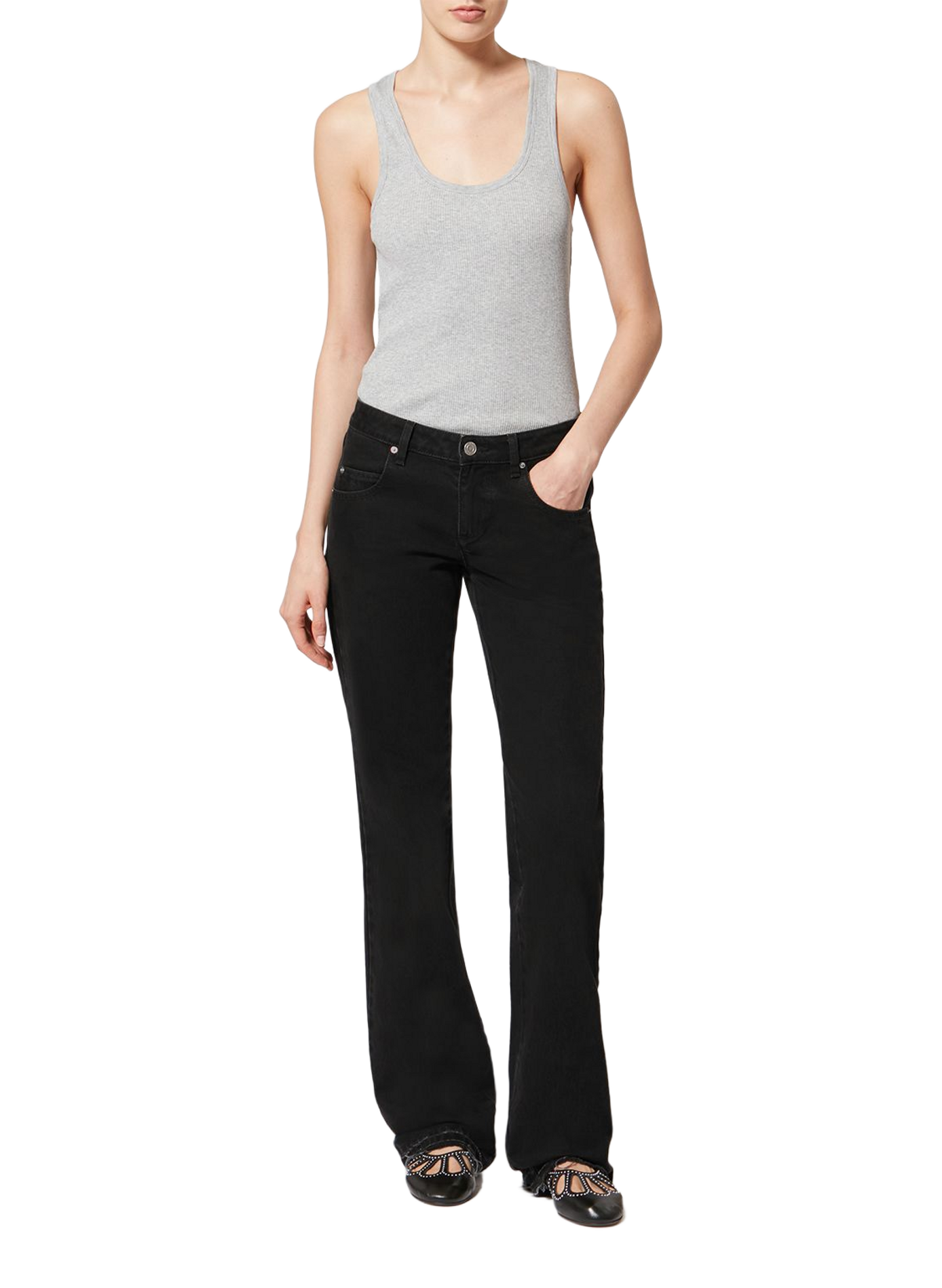 Bootcut denim jeans Denala in cotton. ISABEL MARANT Black