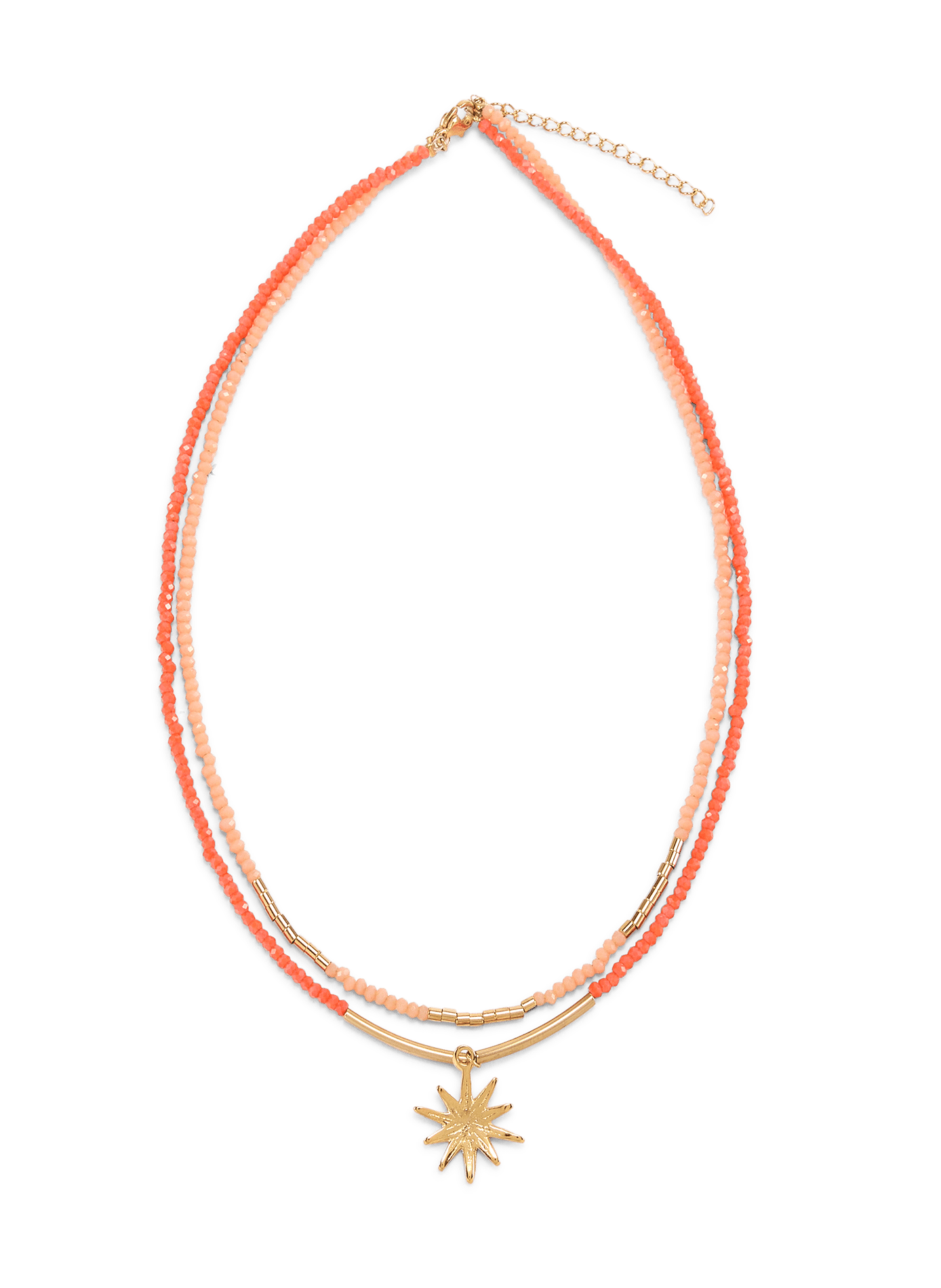 Collier mini perles à soleil  AU PRINTEMPS PARIS Orange