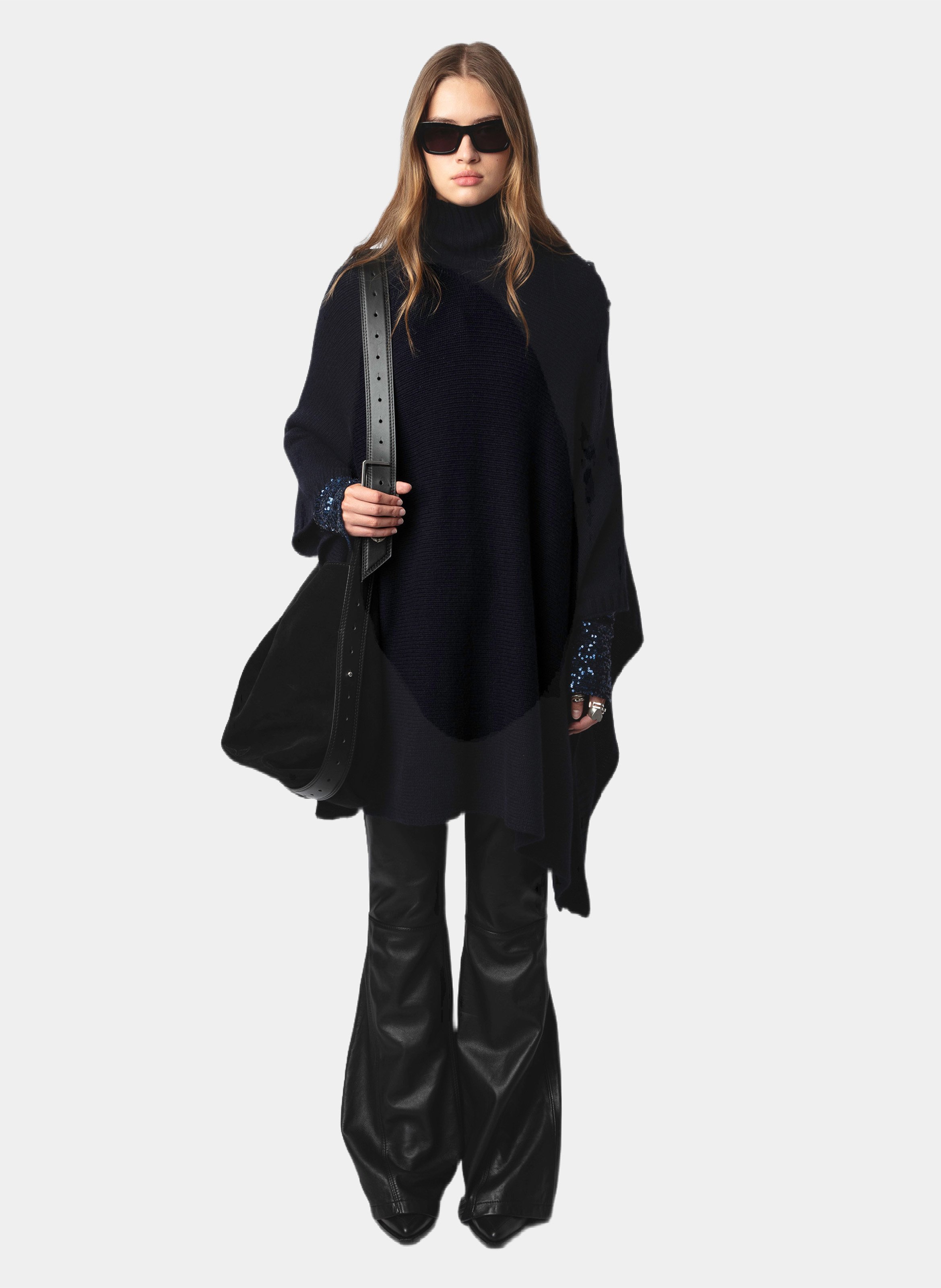Poncho col montant en cachemire palma ZADIG&VOLTAIRE Bleu