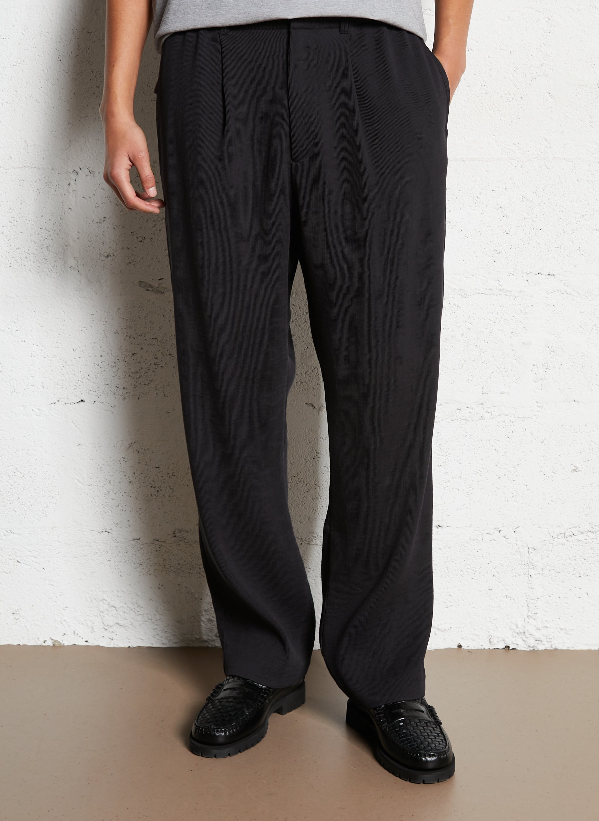 Pantalon droit côtelé IKKS Noir