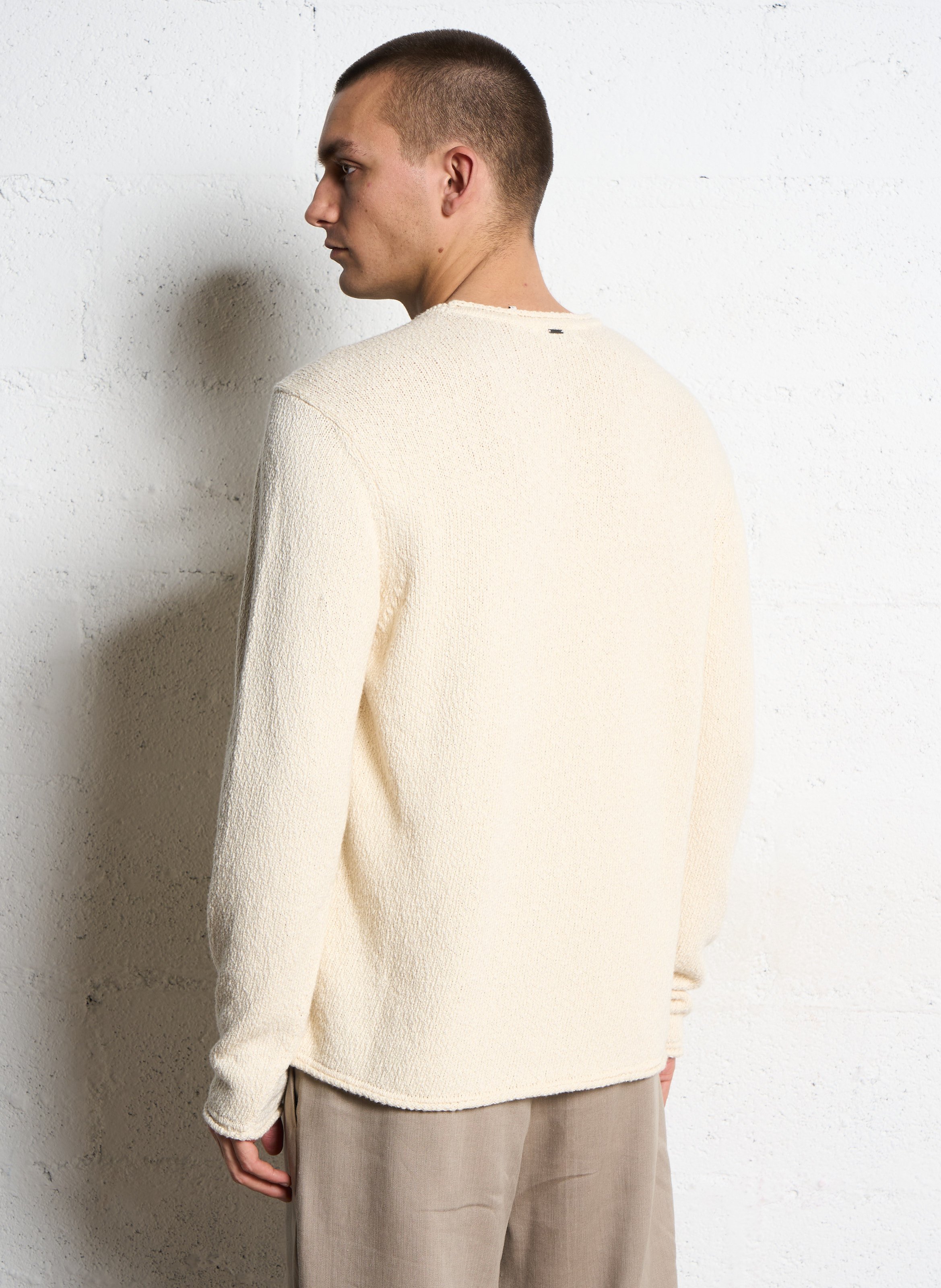 Pull ample col rond en coton IKKS Blanc
