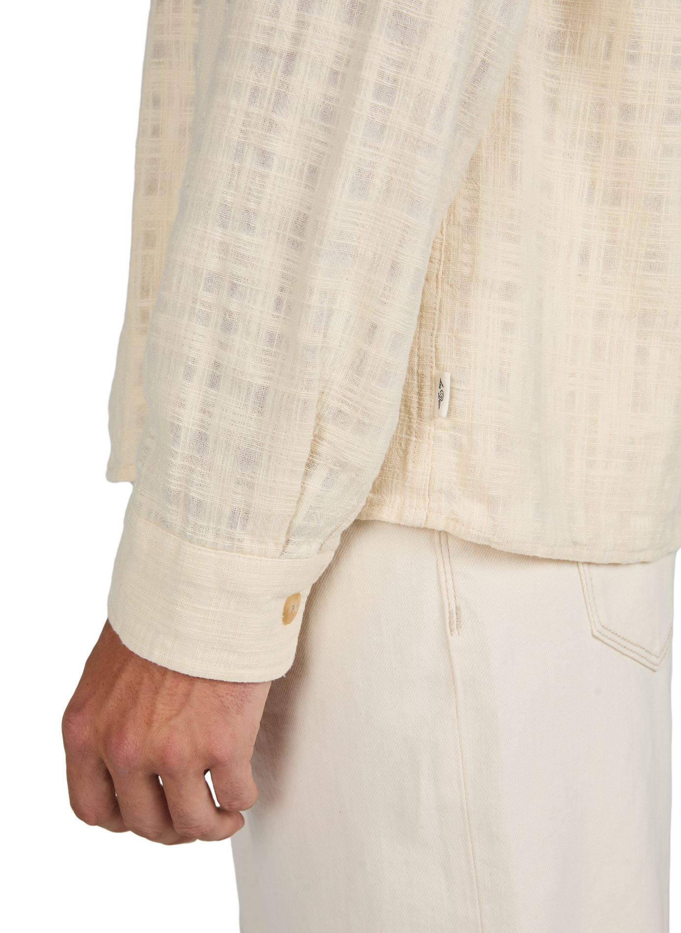 Straight shirt in cotton jacquard check pattern LES DEUX Beige