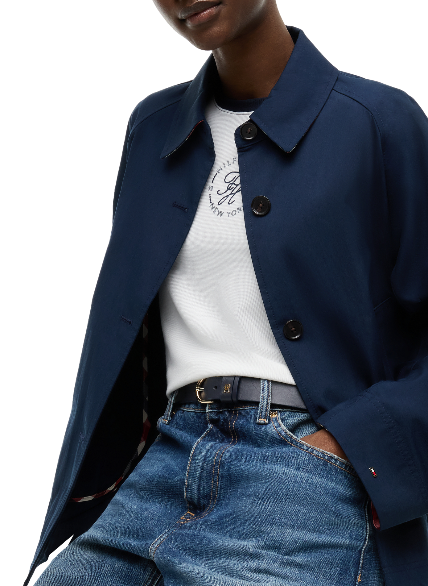 Jacket with classic collar in blended cotton TOMMY HILFIGER Blue