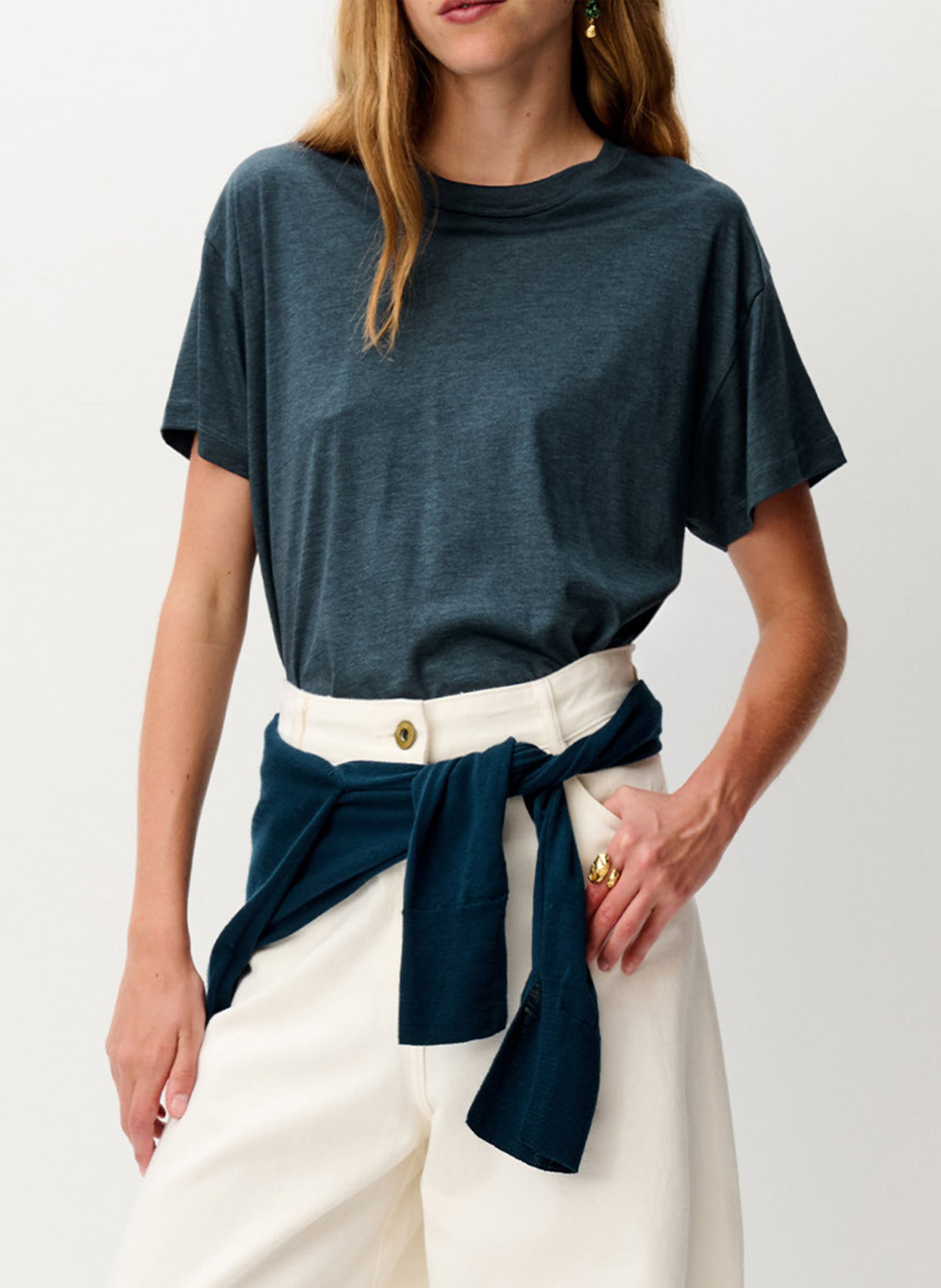 Tee-shirt oversize col rond too SESSUN Bleu
