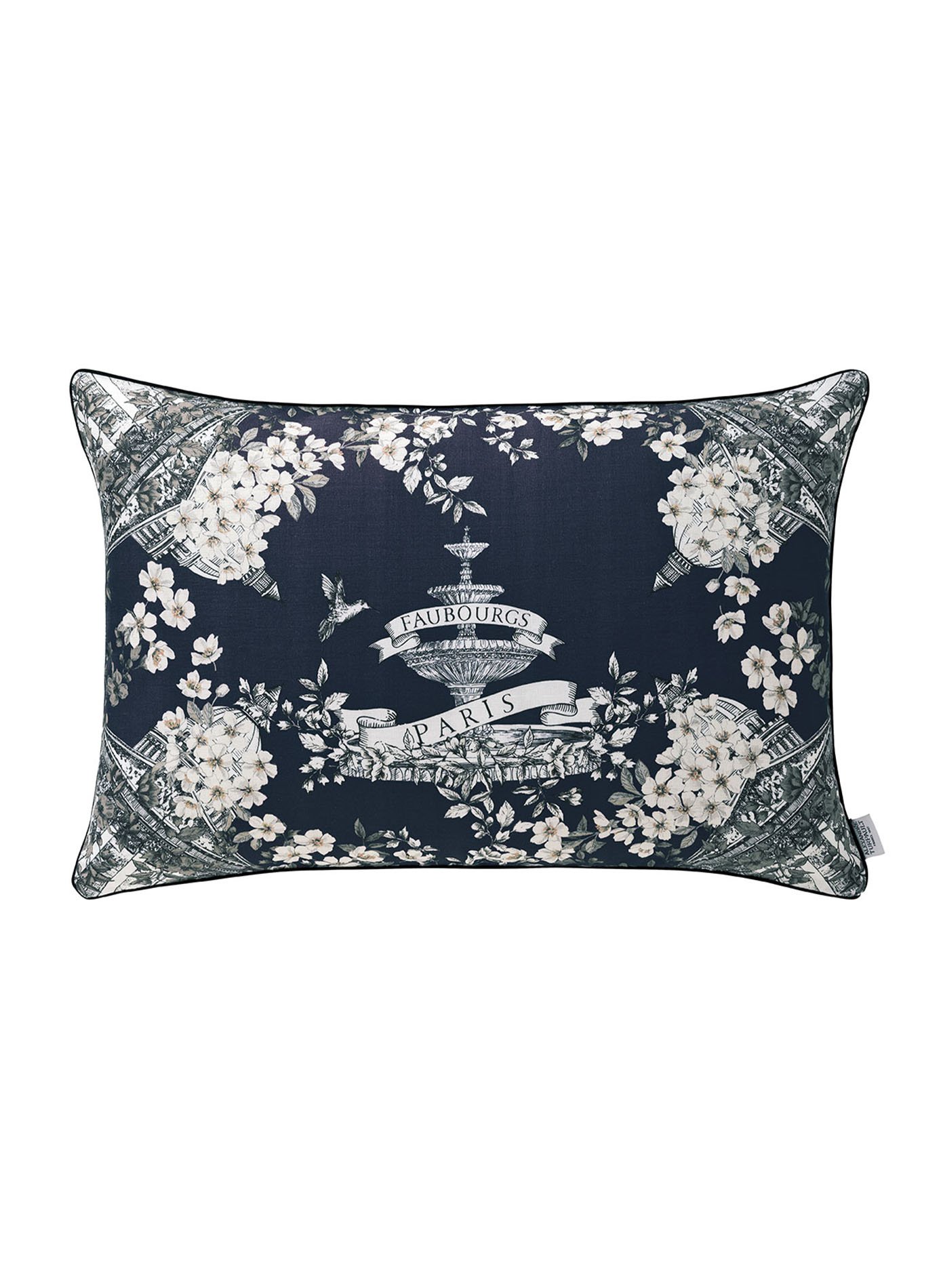 Housse de coussin imprimée en lin, faubourg ALEXANDRE TURPAULT Bleu