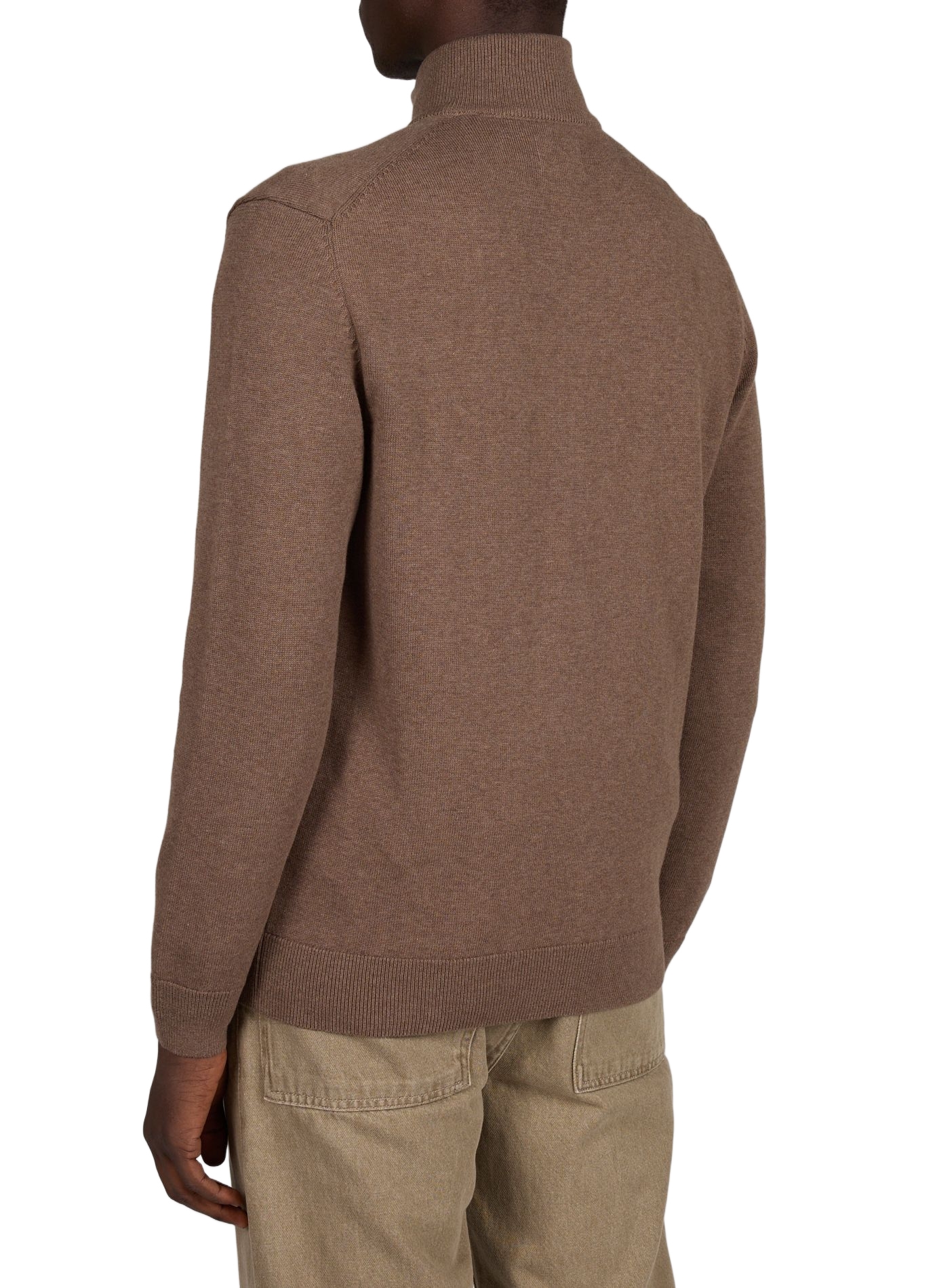 Cotton zip-up cardigan GANT Brown