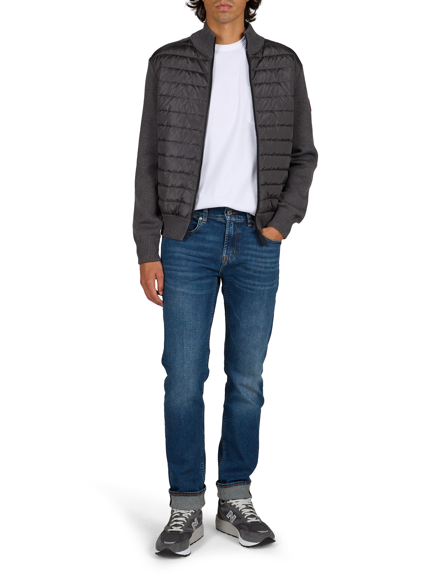Getailleerde jas van tweemateriaal in wol. CANADA GOOSE Grijs