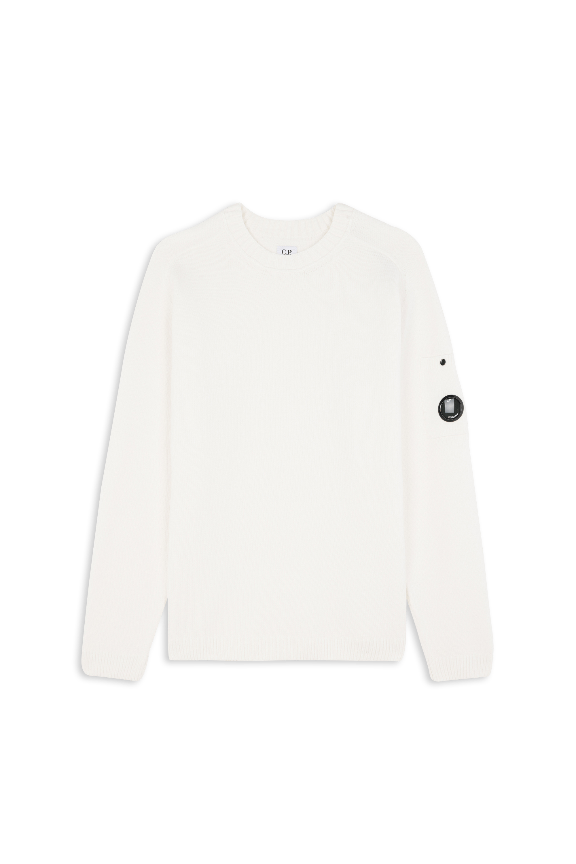 Pull cotton chenille crewneck lens sweater CP COMPANY Blanc