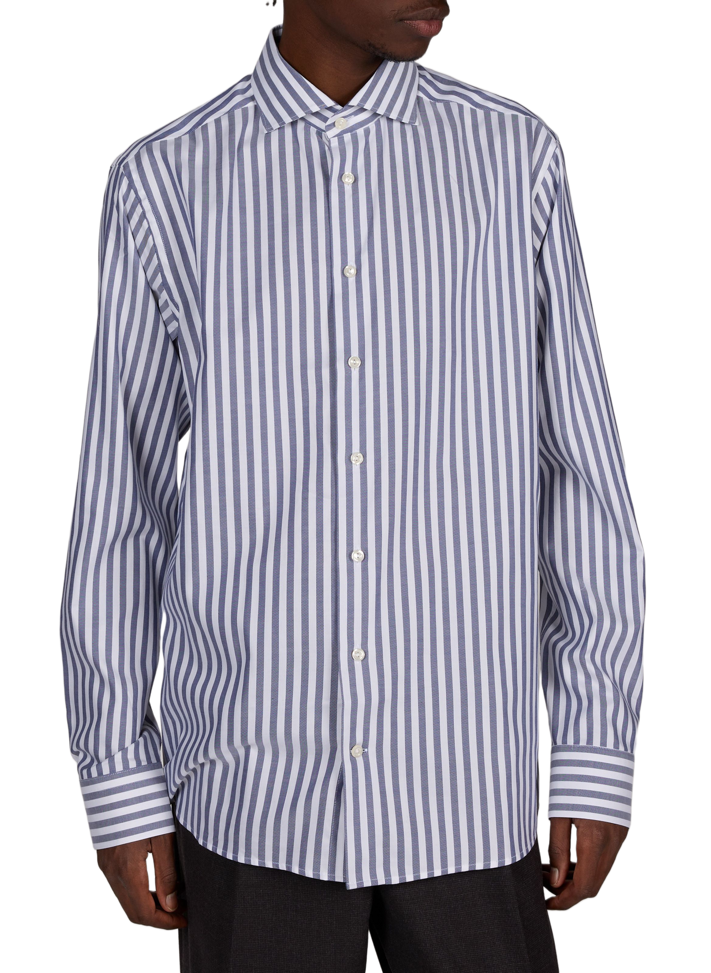 Straight striped cotton shirt ETON Blue