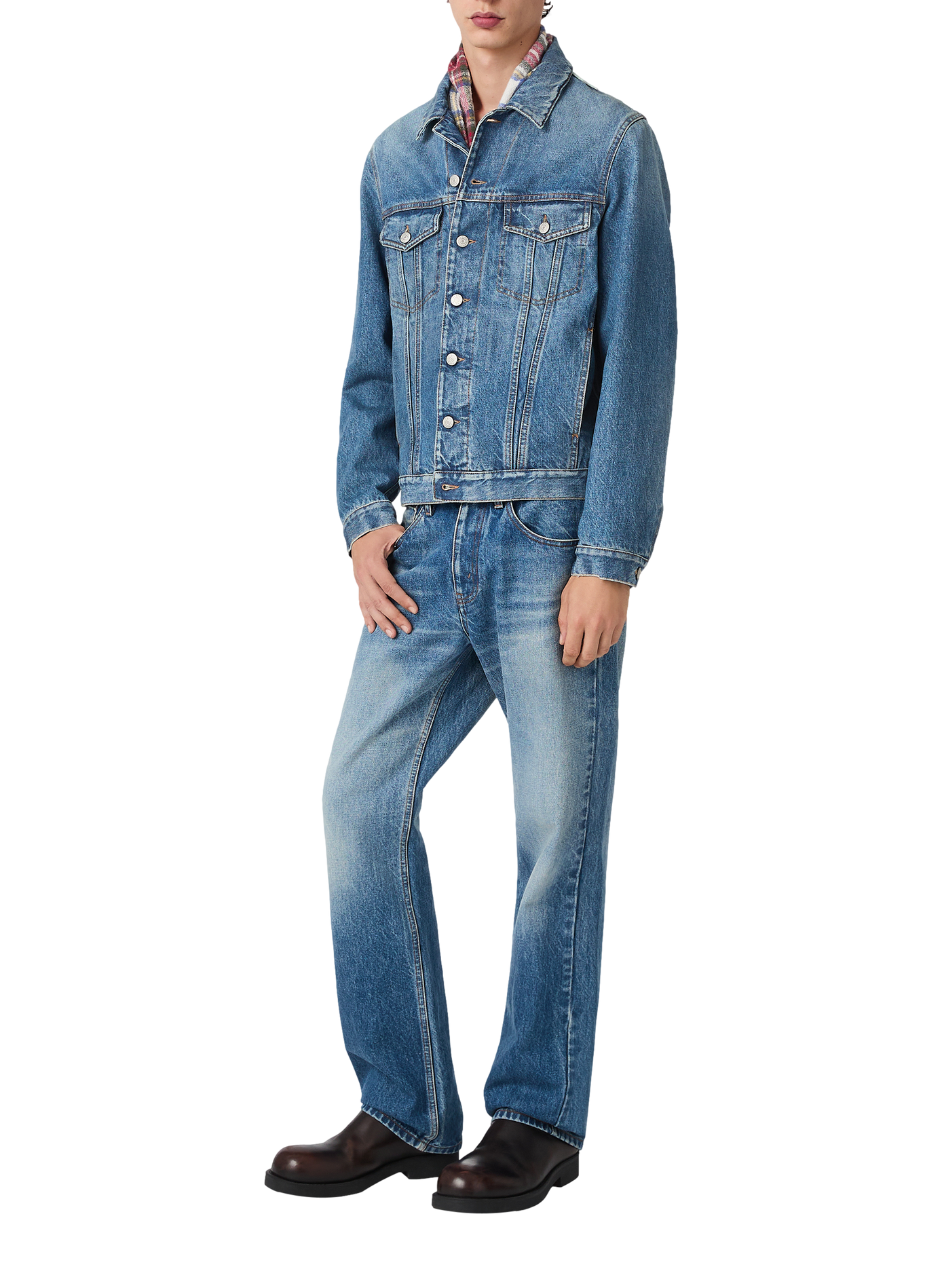 Straight classic collar cotton jacket MAISON MARGIELA Blue