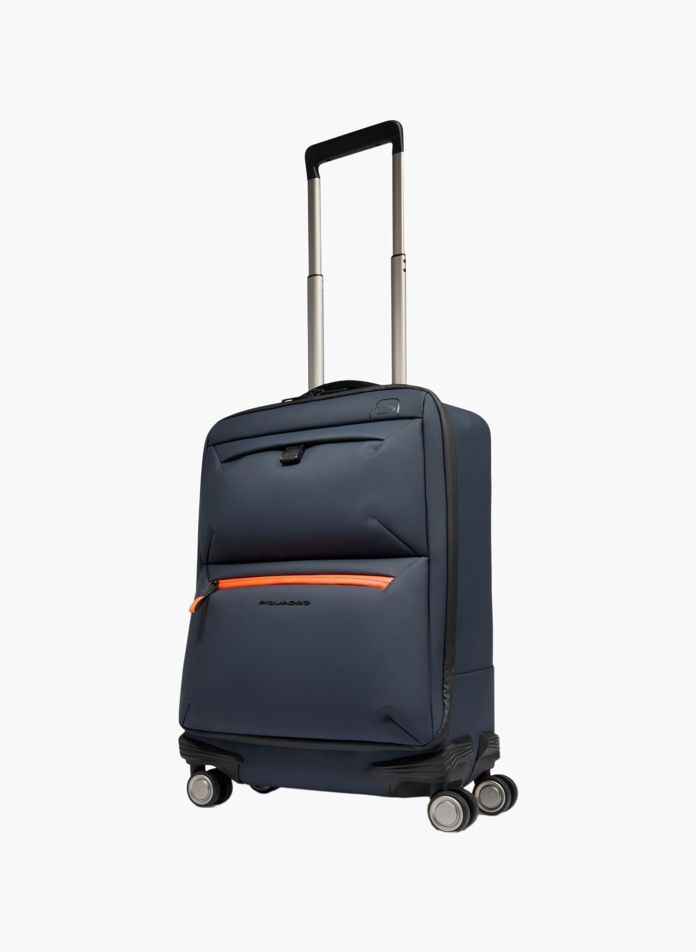 Slim 4-wheel water-resistant cabin suitcase PIQUADRO Blue