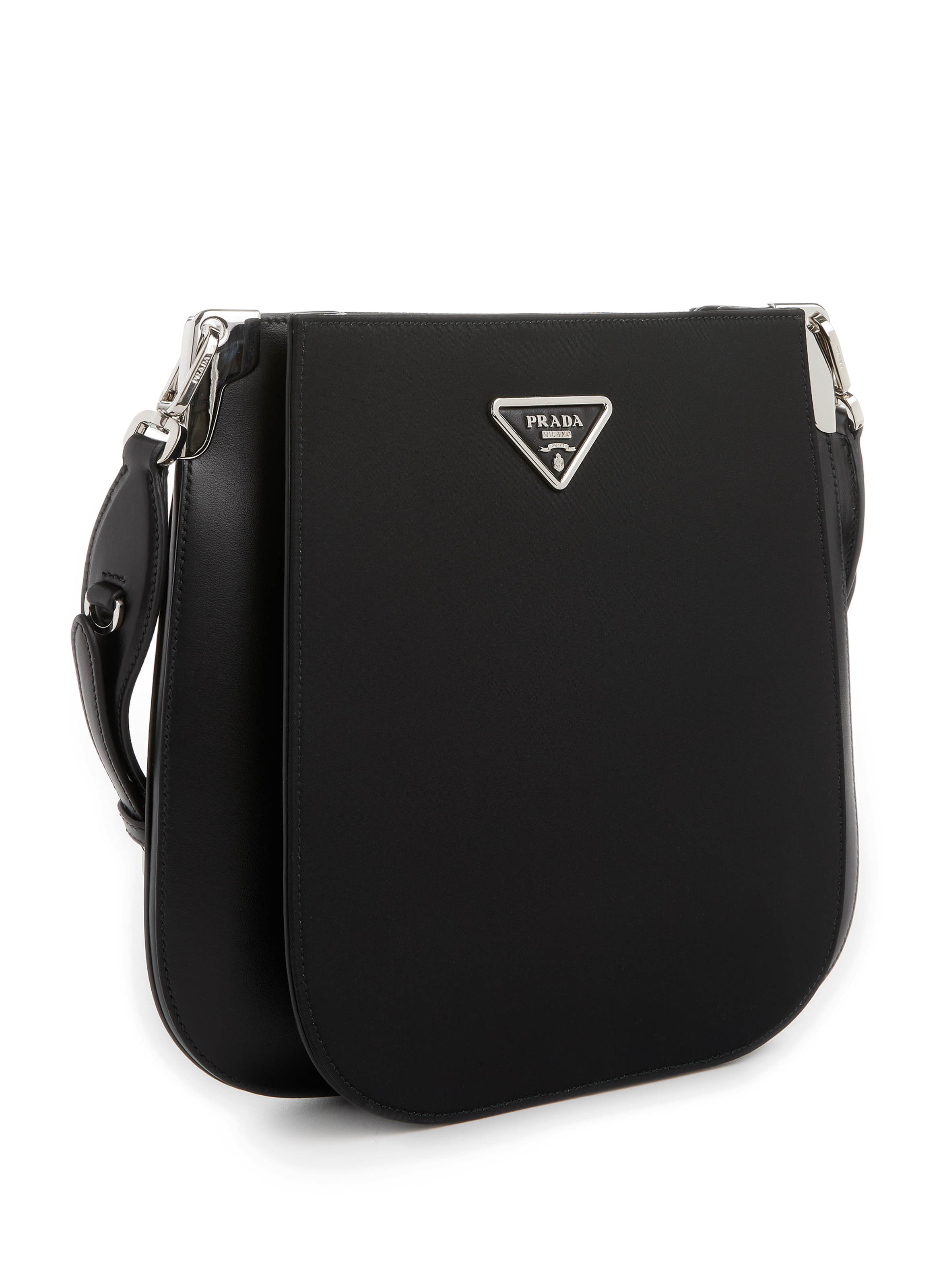 Shoulder bag with logo plate PRADA Black