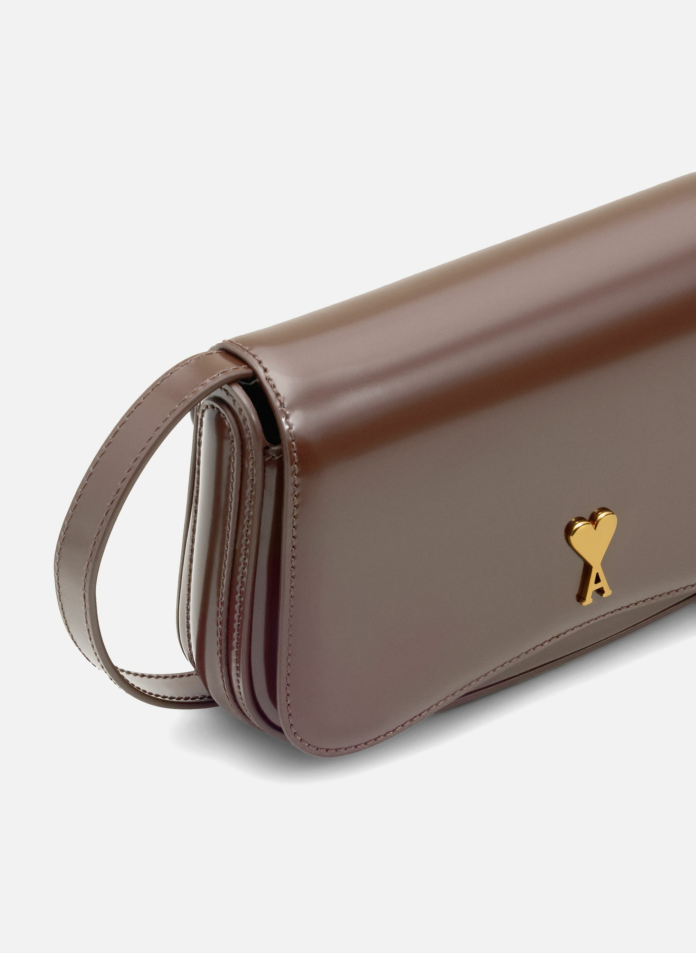 Sac porté croisé paris paris petit en cuir glacé unisexe Rouge