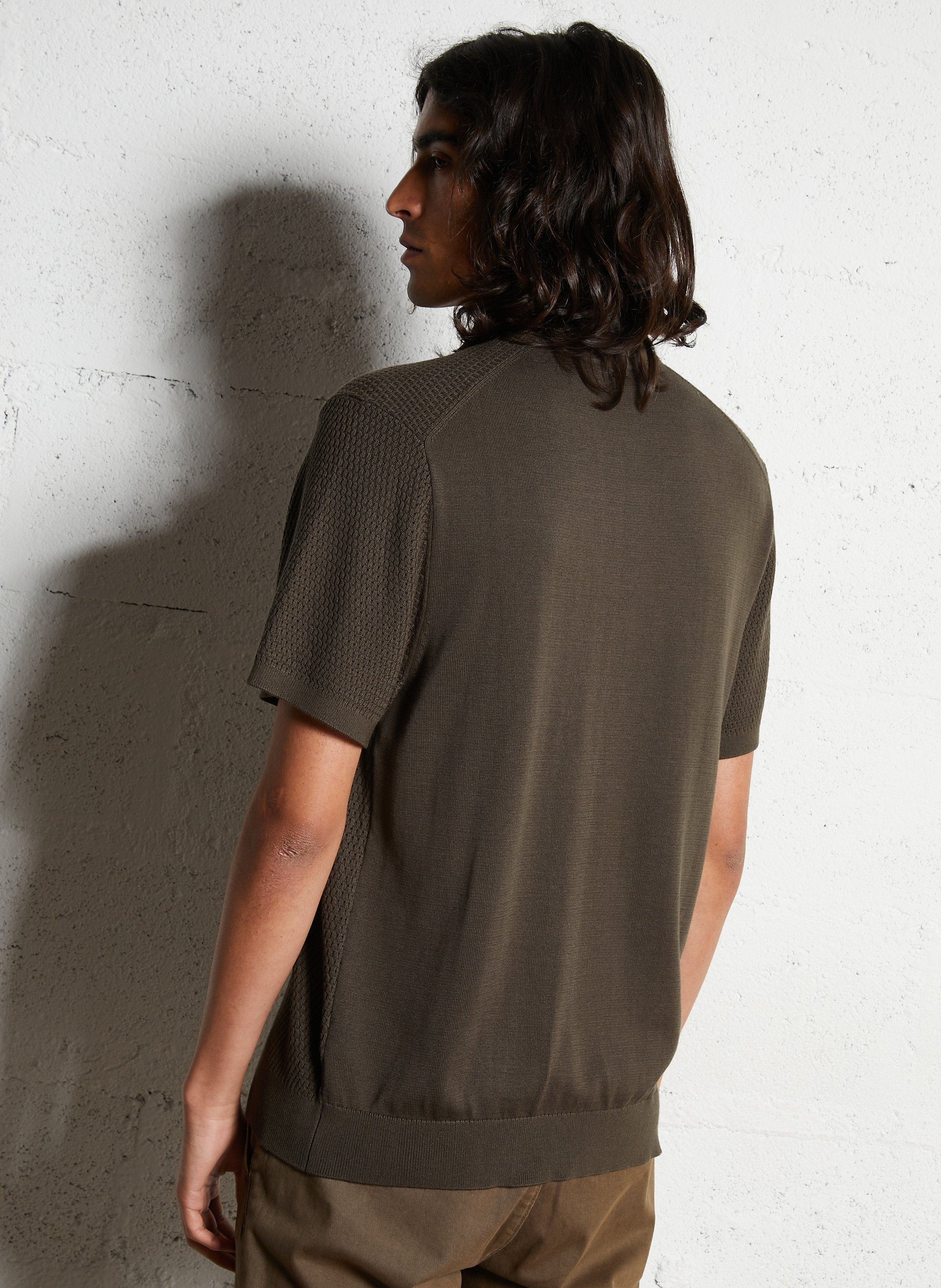 Polo droit en coton mélangé IKKS Kaki