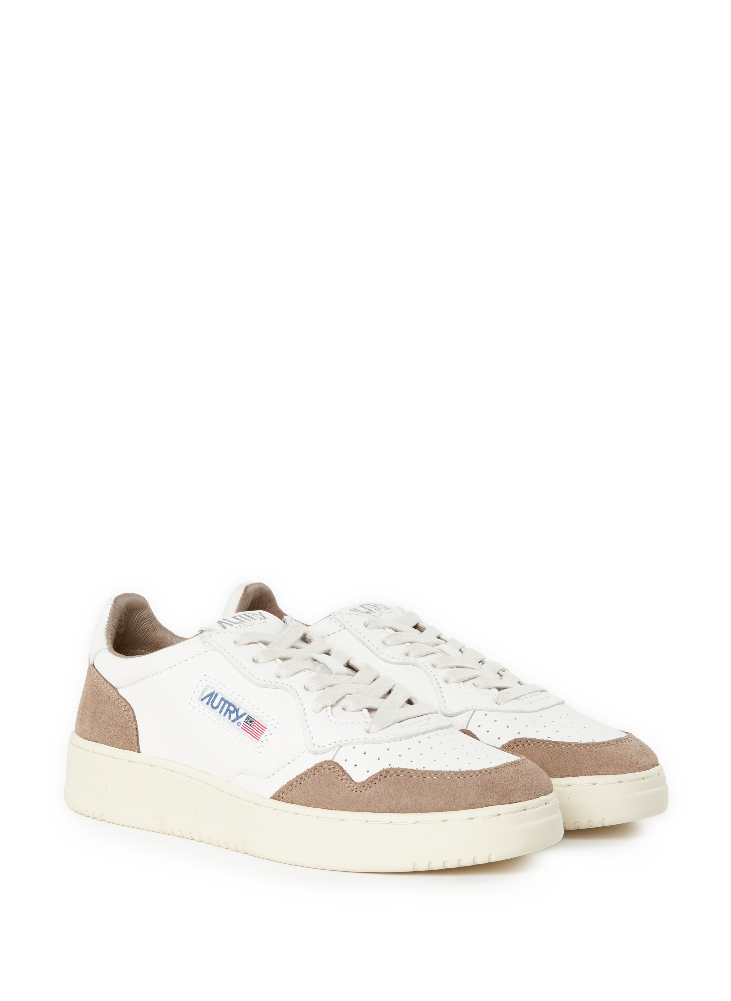 Mixed leather bi-material sneakers AUTRY White