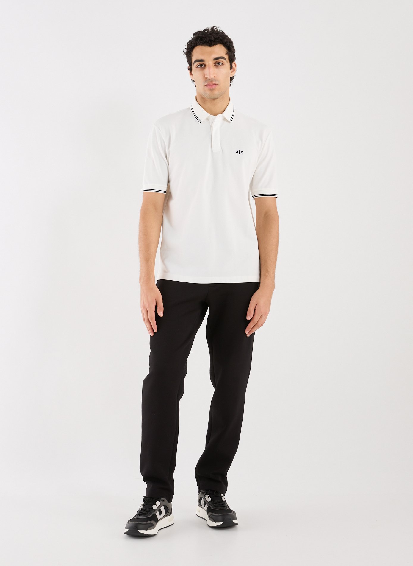 Polo manches courtes en coton mélangé ARMANI EXCHANGE Blanc