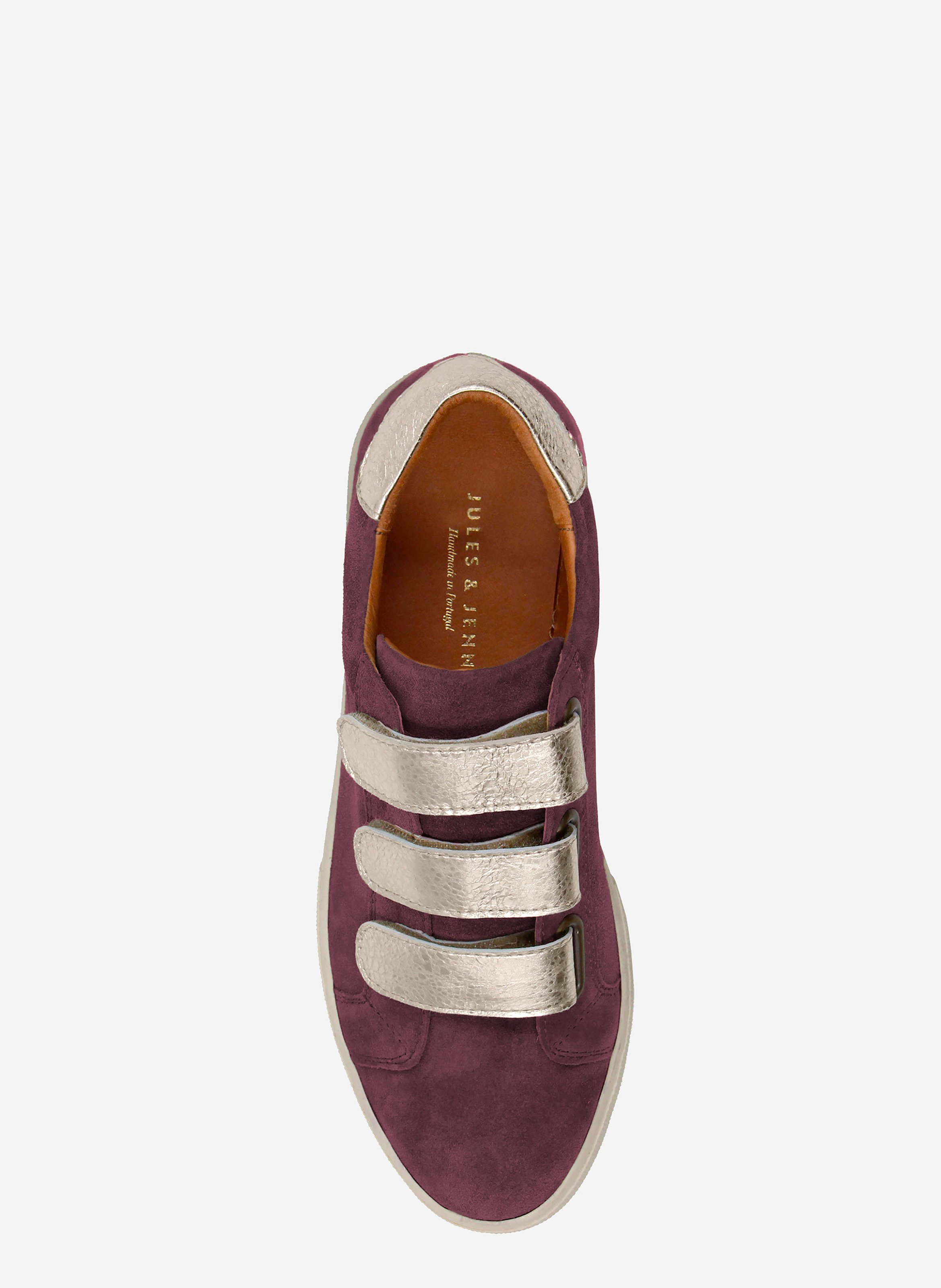 Baskets à scratch cuir daim JULES & JENN Rouge