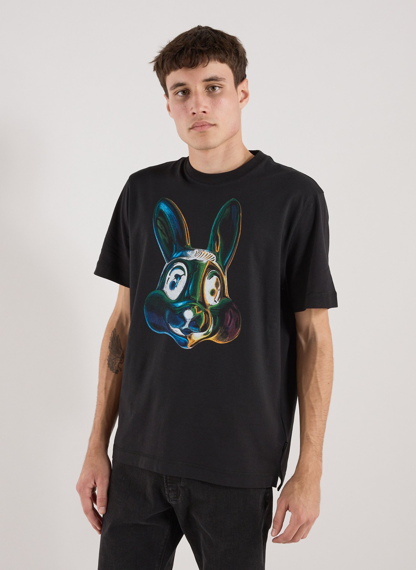 PAUL SMITH Cotton t-shirt with rabbit head print Black