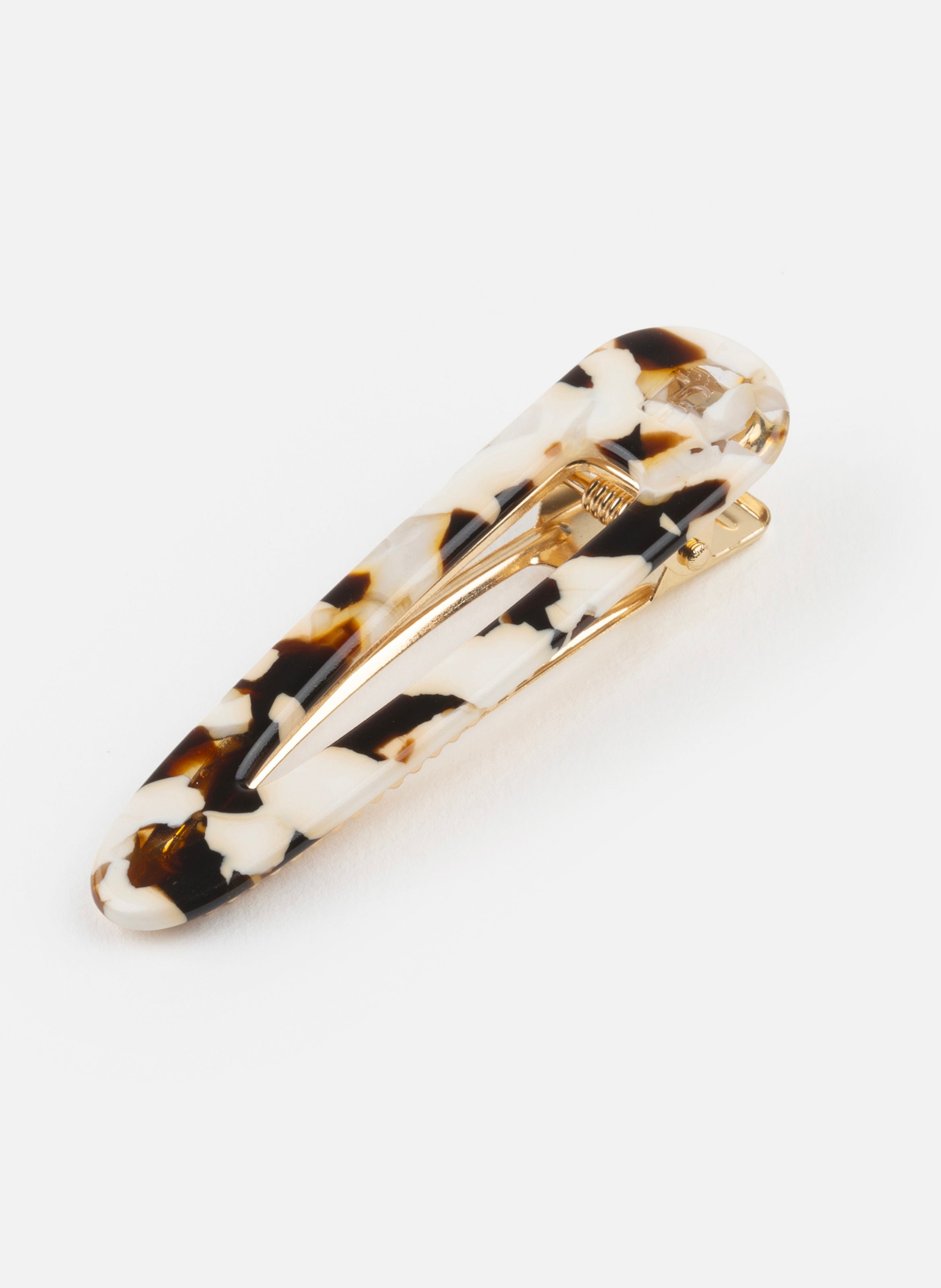 Barrette à cheveux triangle en acétate de cellulose et acier inoxydable KURAGE GINZA Marron