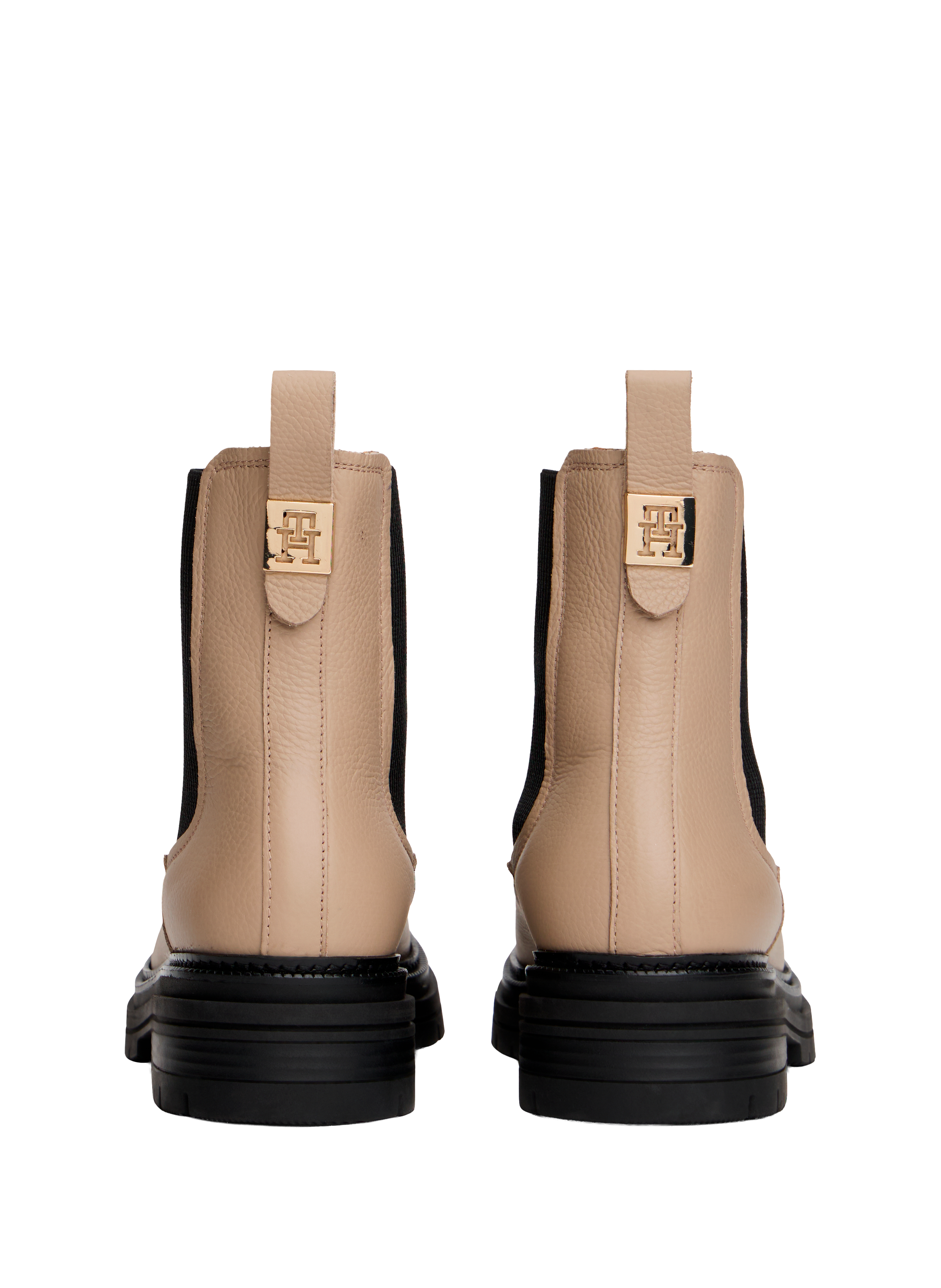 Bottines bout rond en cuir TOMMY HILFIGER Beige