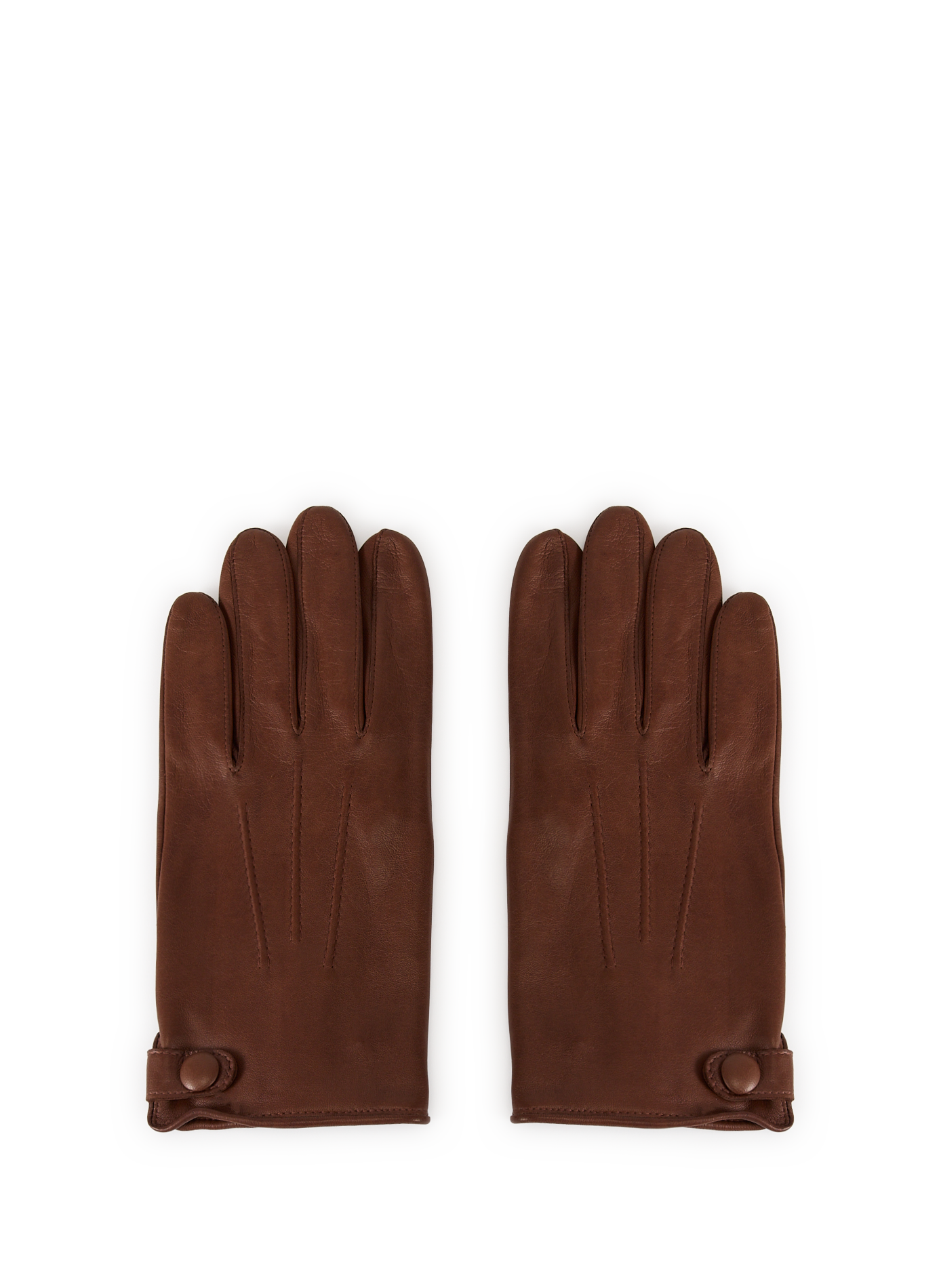 SAISON 1865 Leather touchscreen gloves Brown