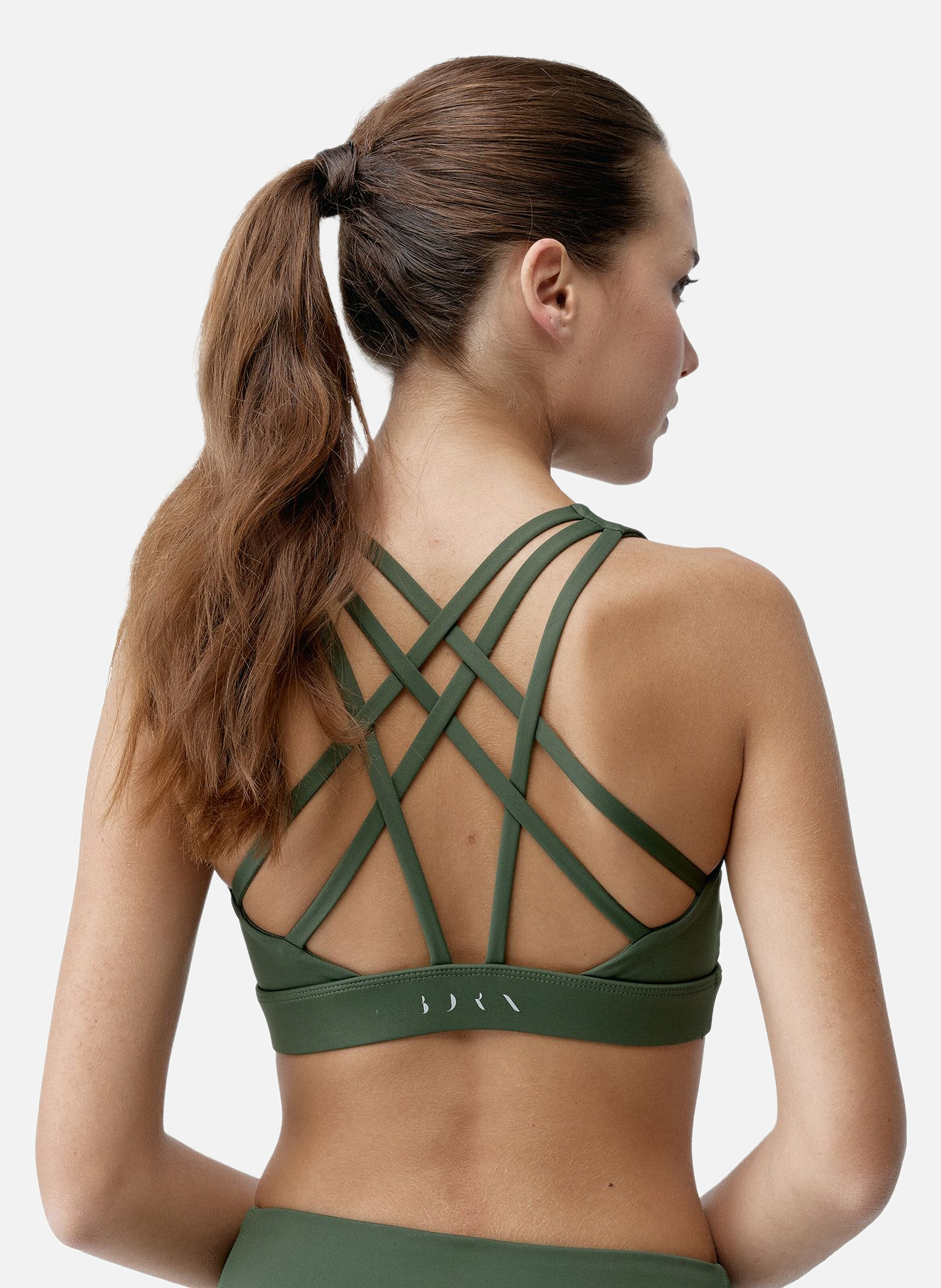 Brassière de sport performance fixation haute indi BORN LIVING YOGA Kaki