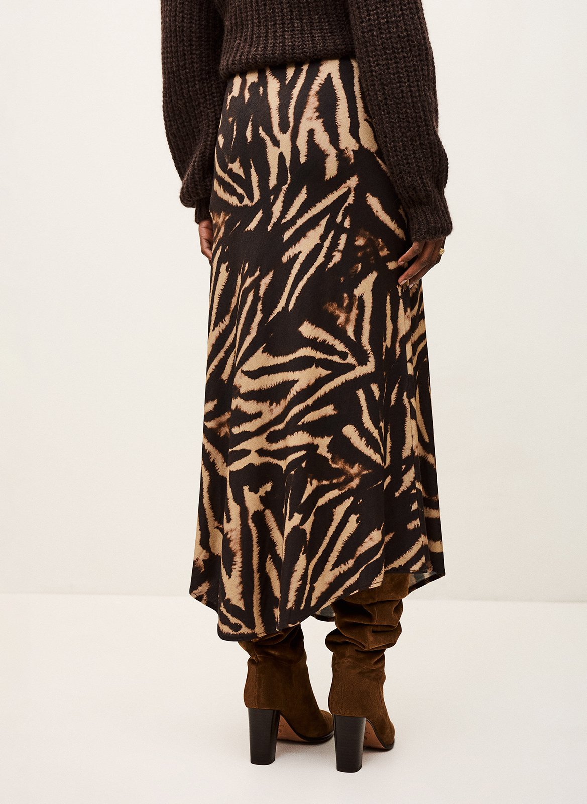 Jupe longue droite imprimée zoya BA&SH Marron