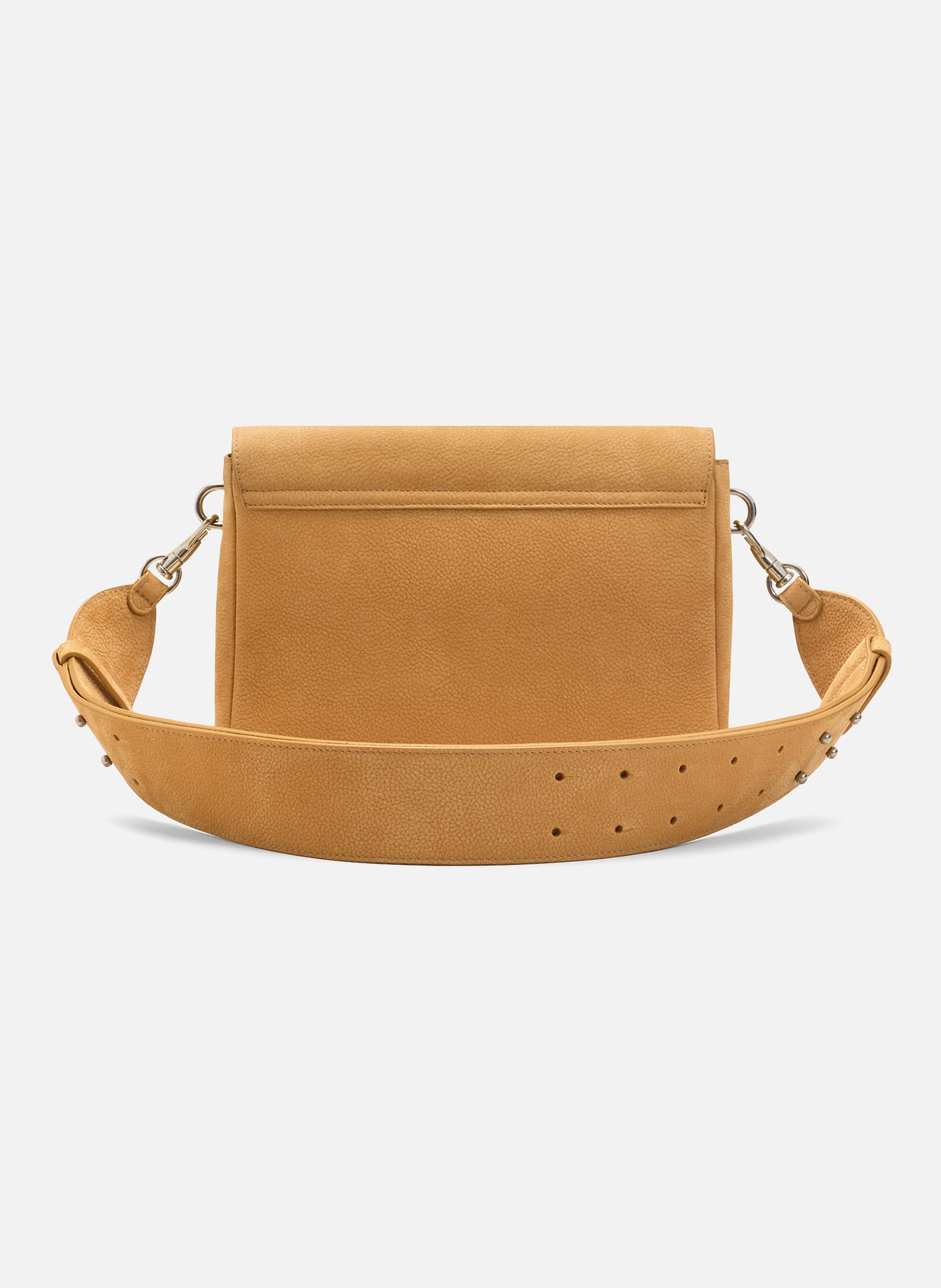 Sac messenger à rabat carrousel unisexe en cuir de vache AMI PARIS Jaune