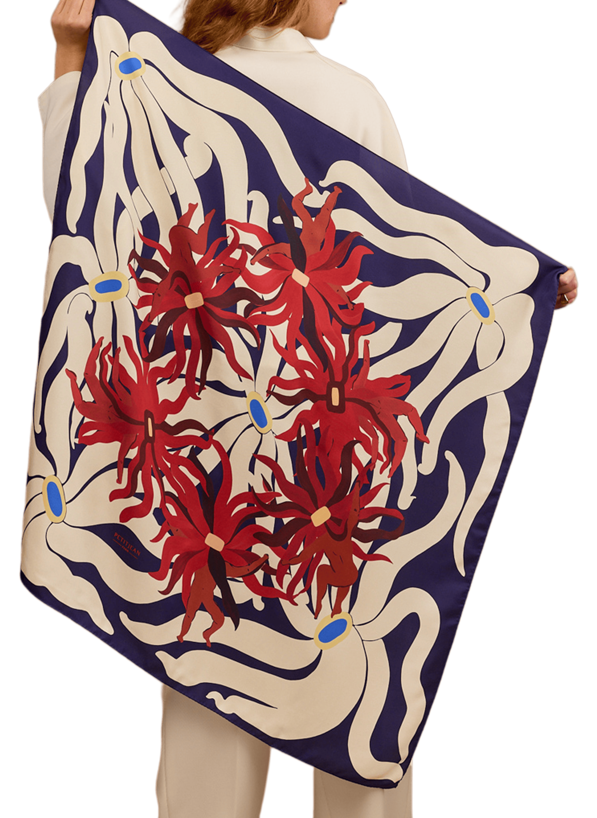 Danseurs du Soleil - Carré 90 imprimé en soie PETITJEAN PARIS Multicolore