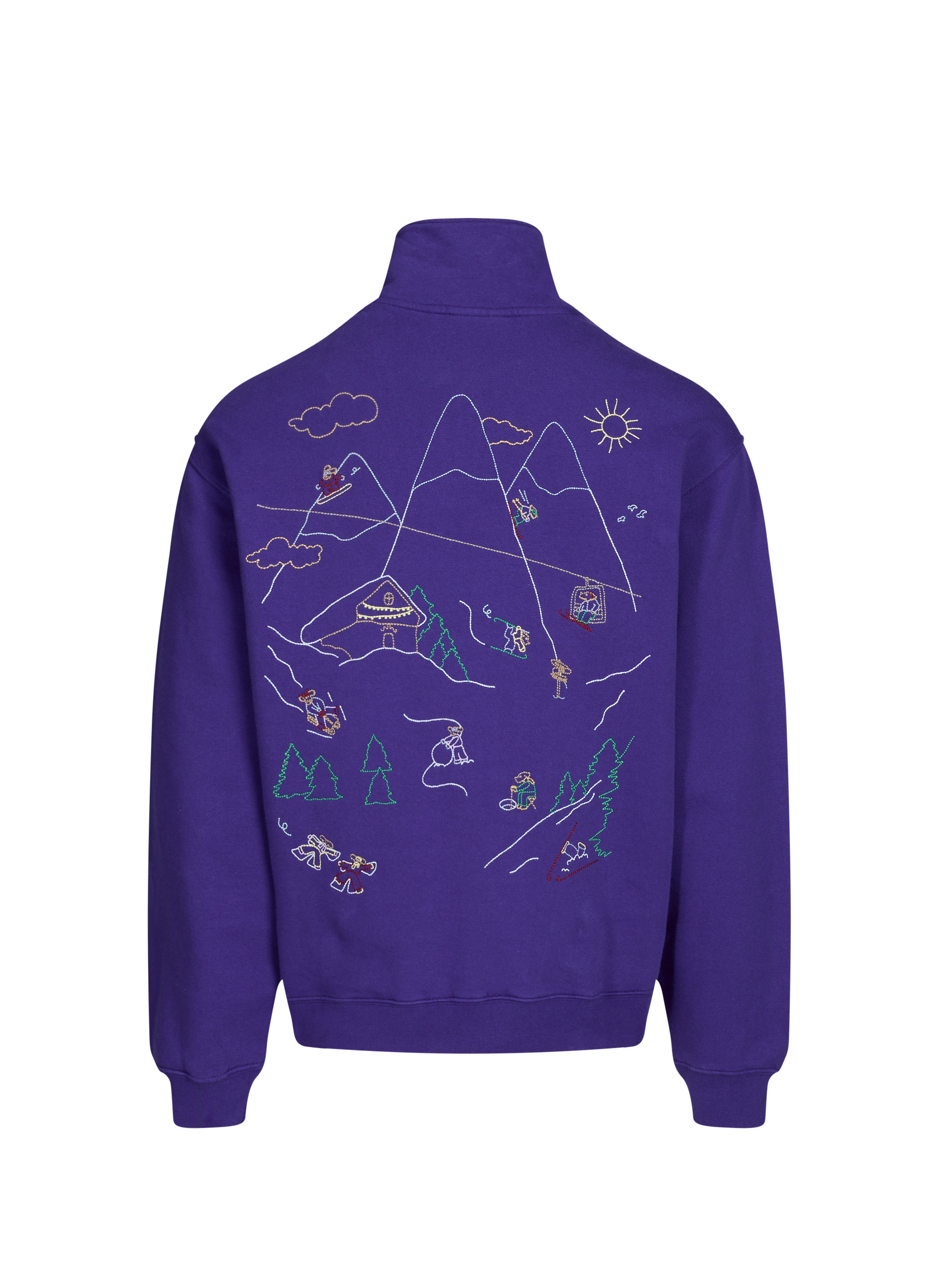 Pull zippé brodé en coton MAISON LABICHE Bleu