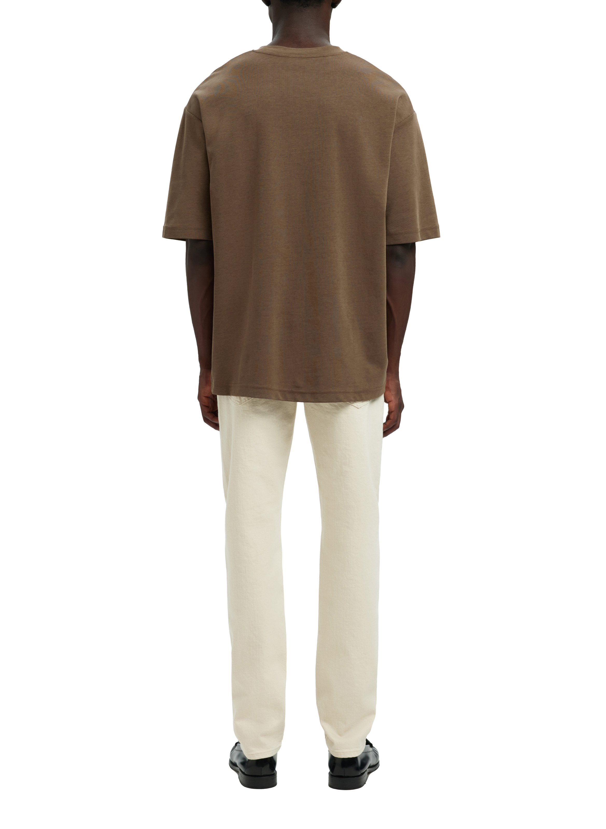 Plain t-shirt in blended cotton SELECTED Brown