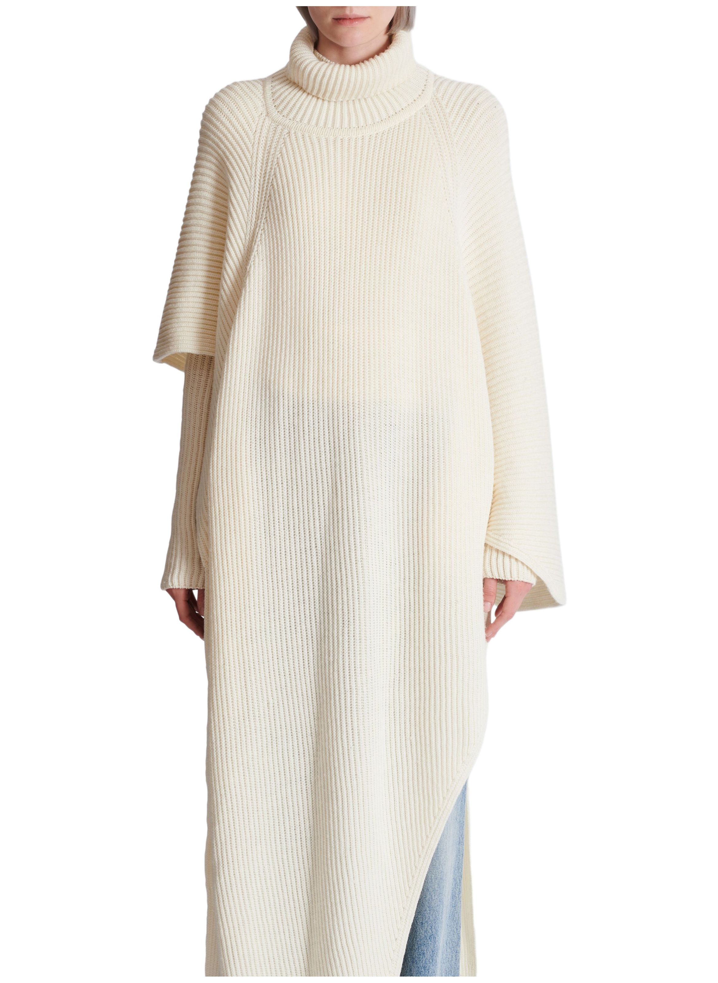 Cape en maille asymétrique BALMAIN Blanc