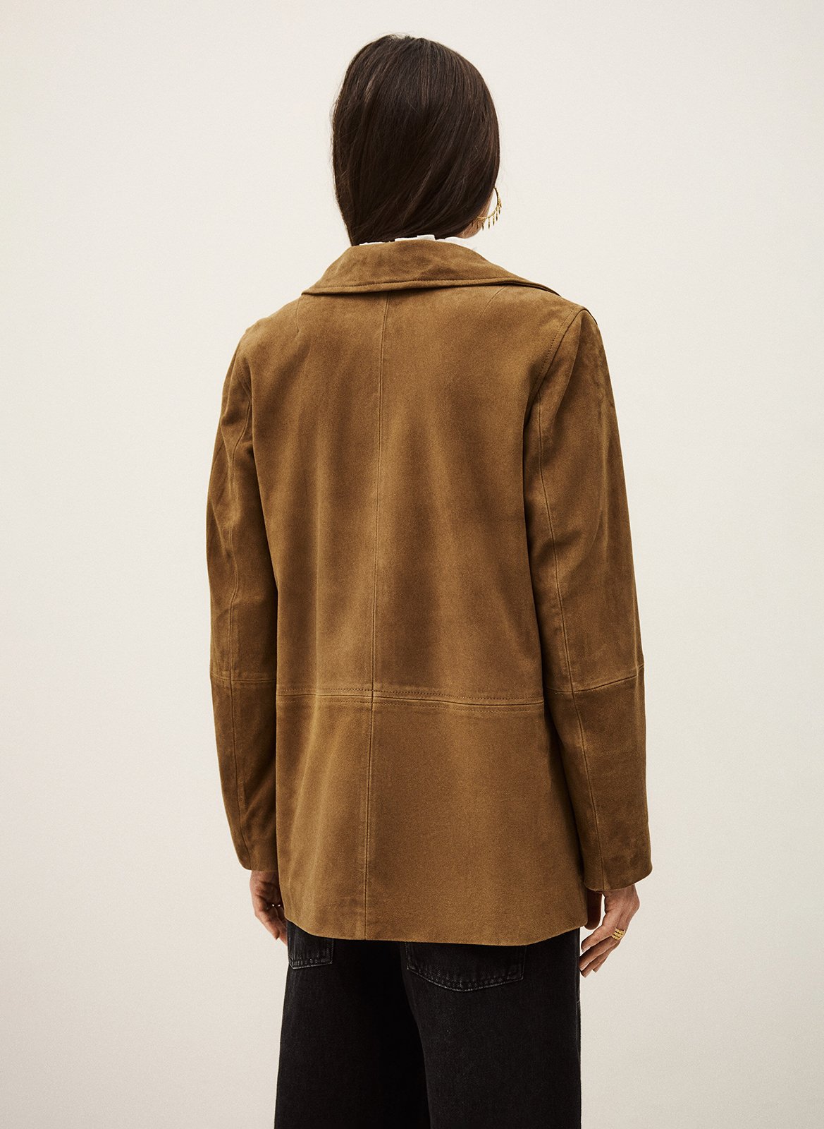 Veste droite col classique en cuir velours mario BA&SH Marron