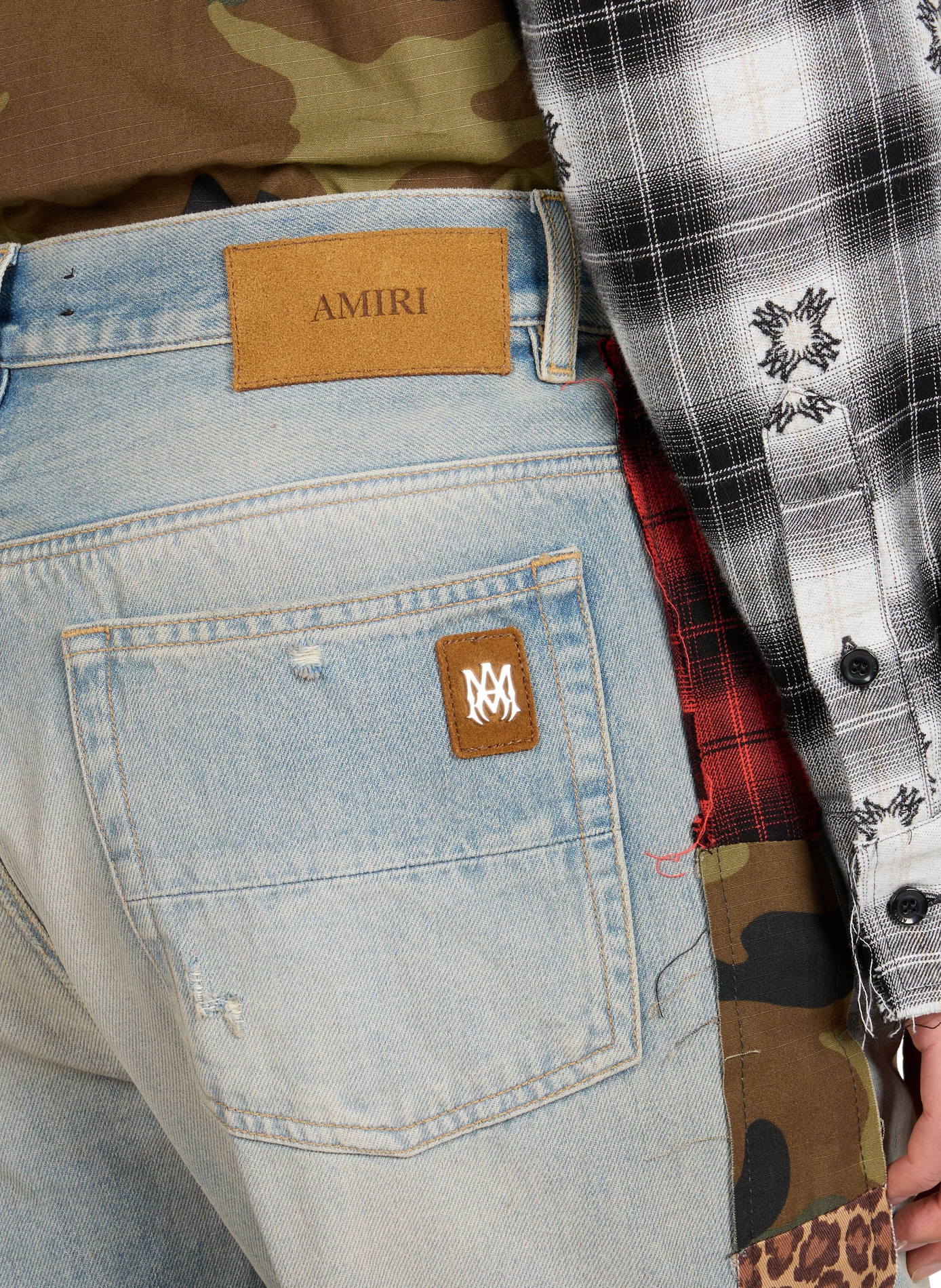 Cotton patchwork bootcut jeans AMIRI Blue