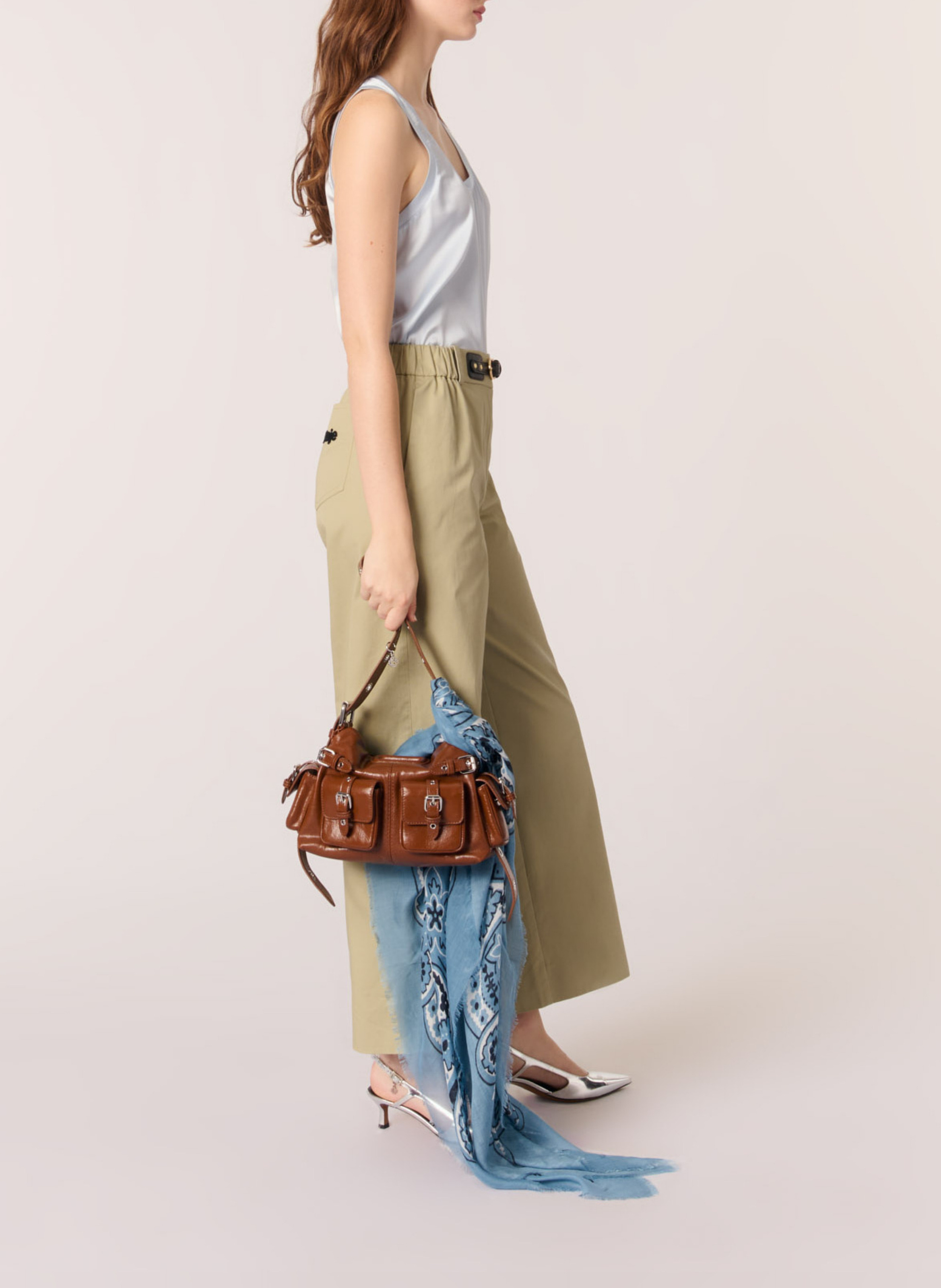 Débardeur droit en soie mélangée MAJE Bleu