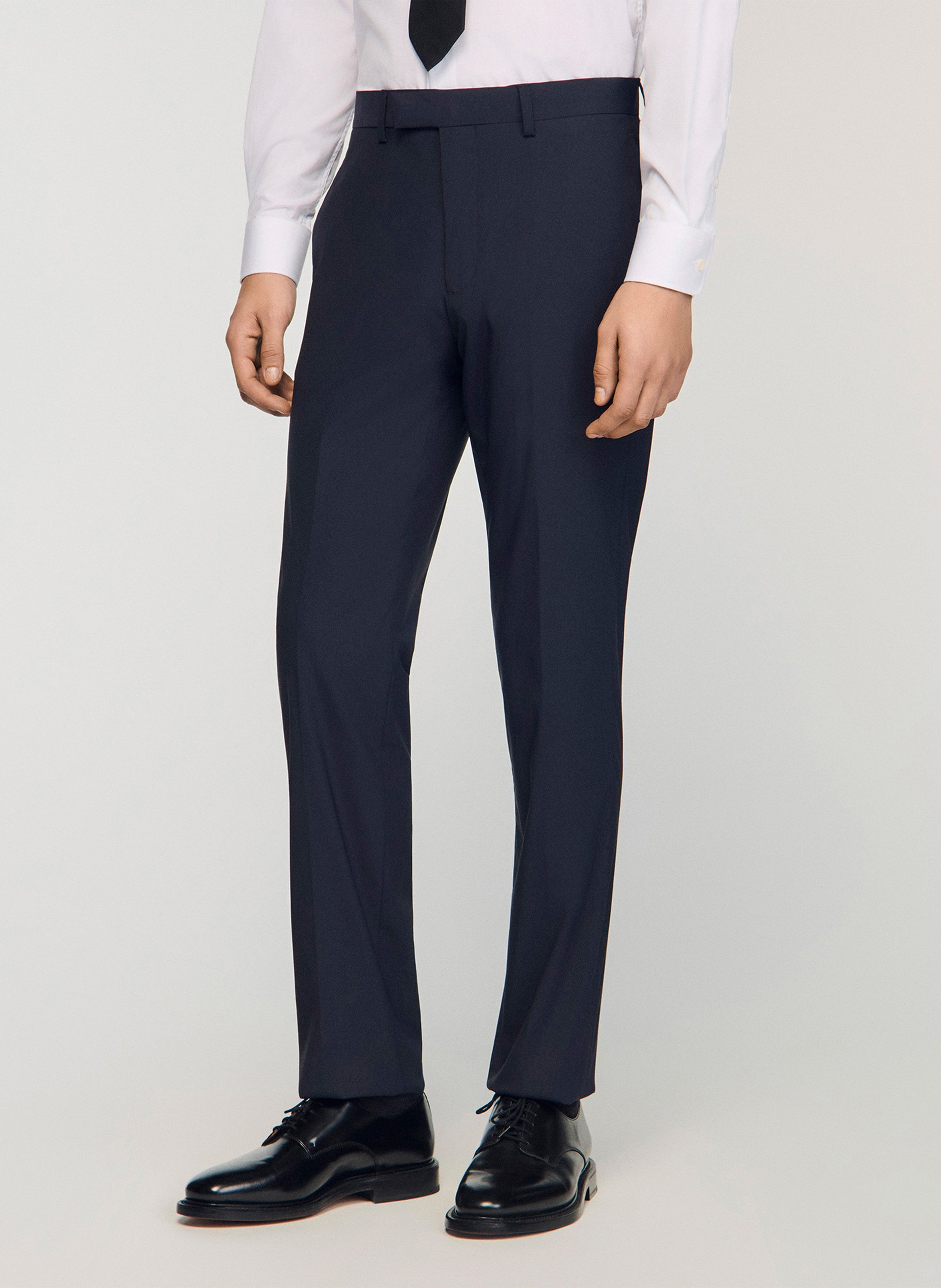 Pantalon de costume en laine mélangée SANDRO Bleu