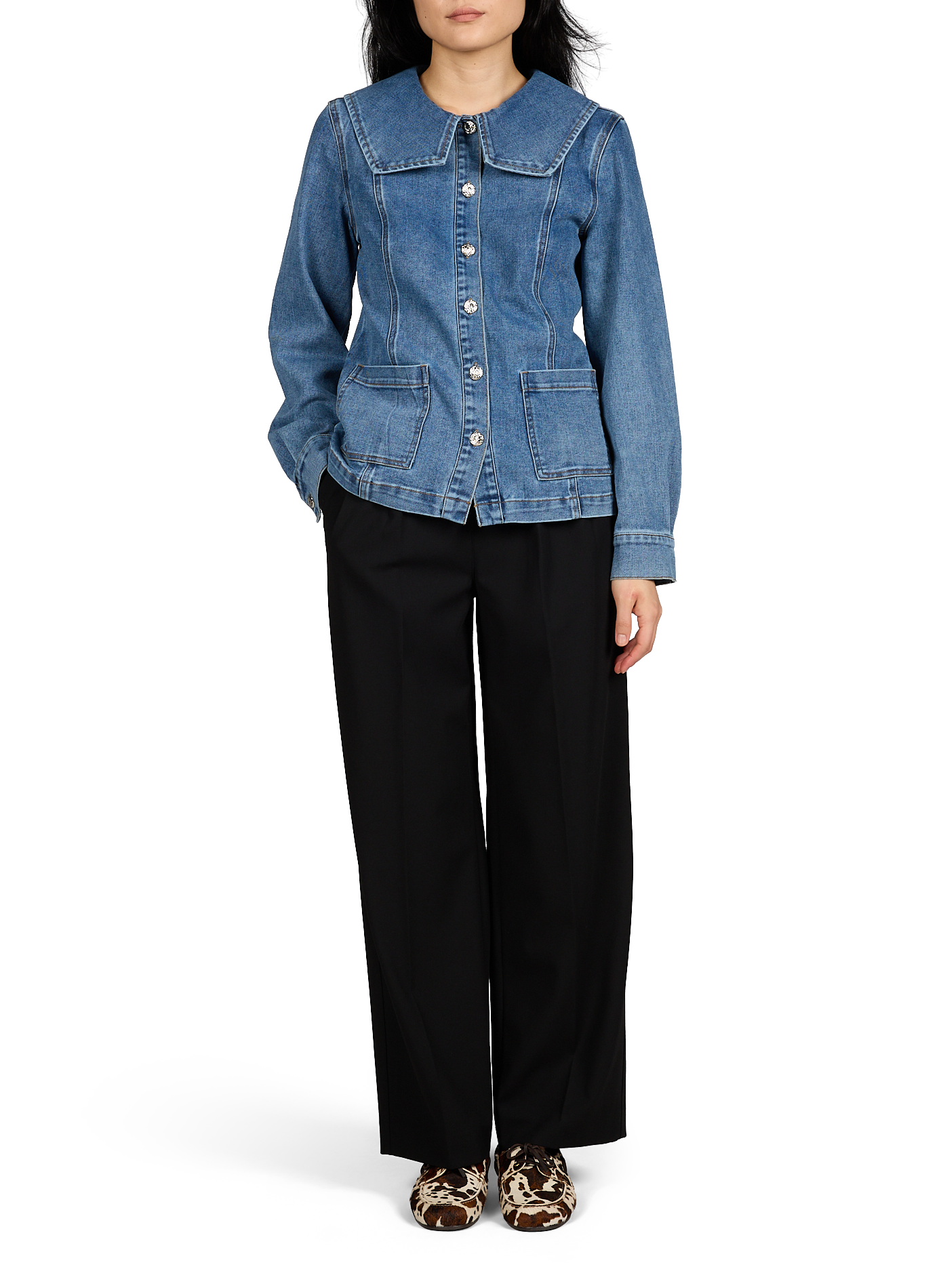 Straight-cut denim jacket OBJECT Blue