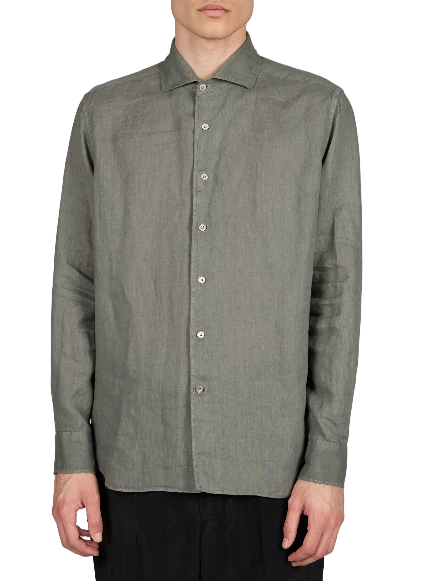 Camicia diritta in lino CORNELIANI Verde
