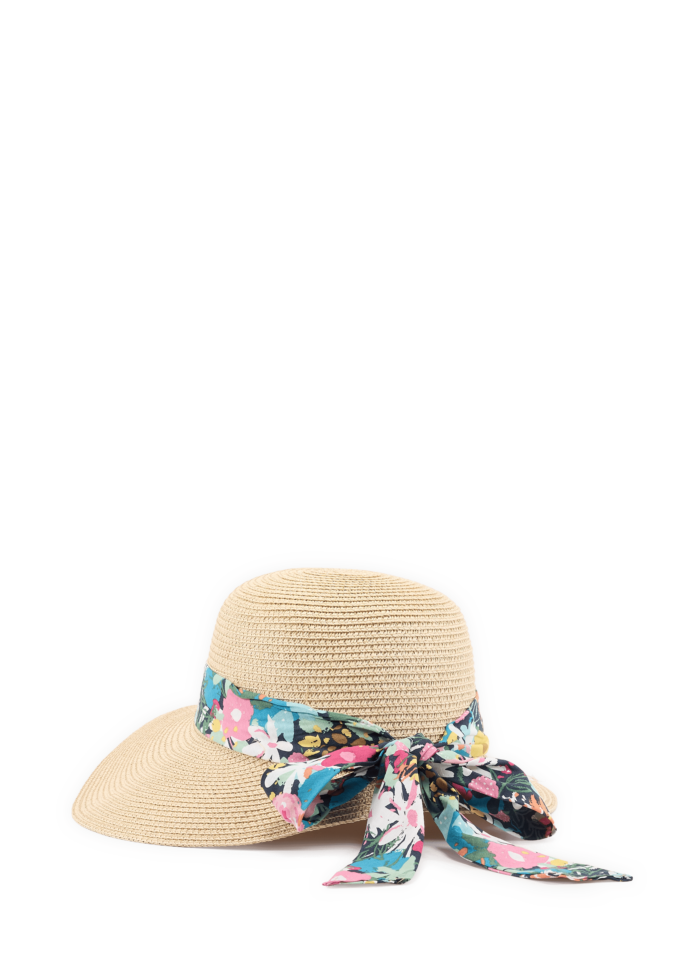 Chapeau paille à ruban en papier AU PRINTEMPS PARIS Beige