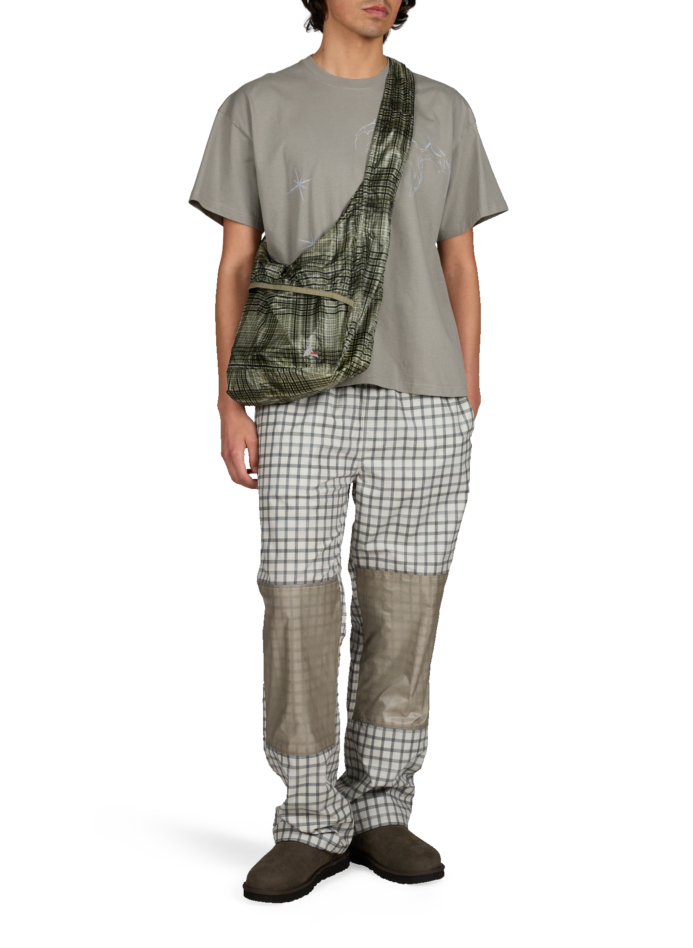 Sac épaule pliable à carreaux Laki ROA Vert