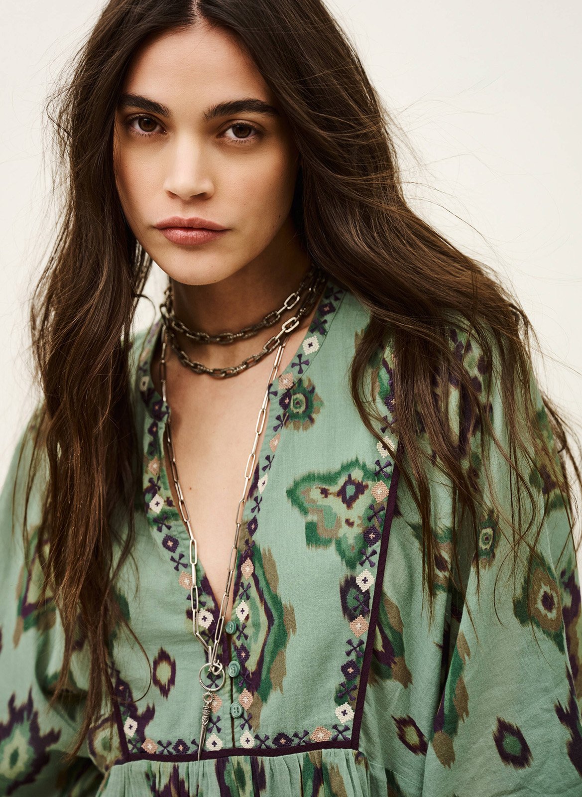 Robe courte col v olalie BA&SH Vert