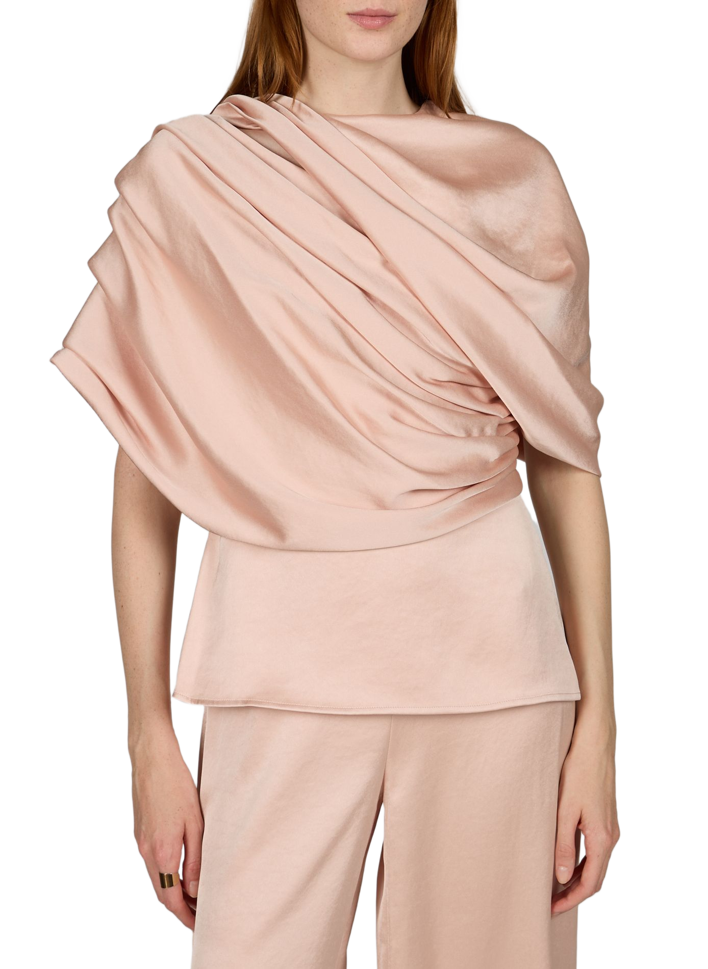 Satin draped semi-fitted top ADOLFO DOMINGUEZ Pink