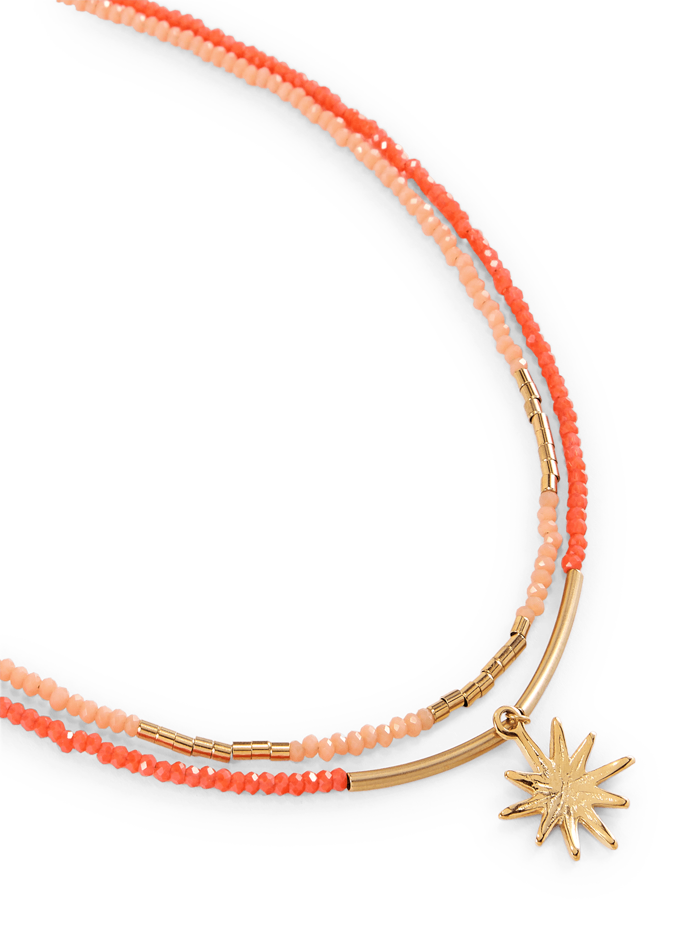 Collier mini perles à soleil  AU PRINTEMPS PARIS Orange