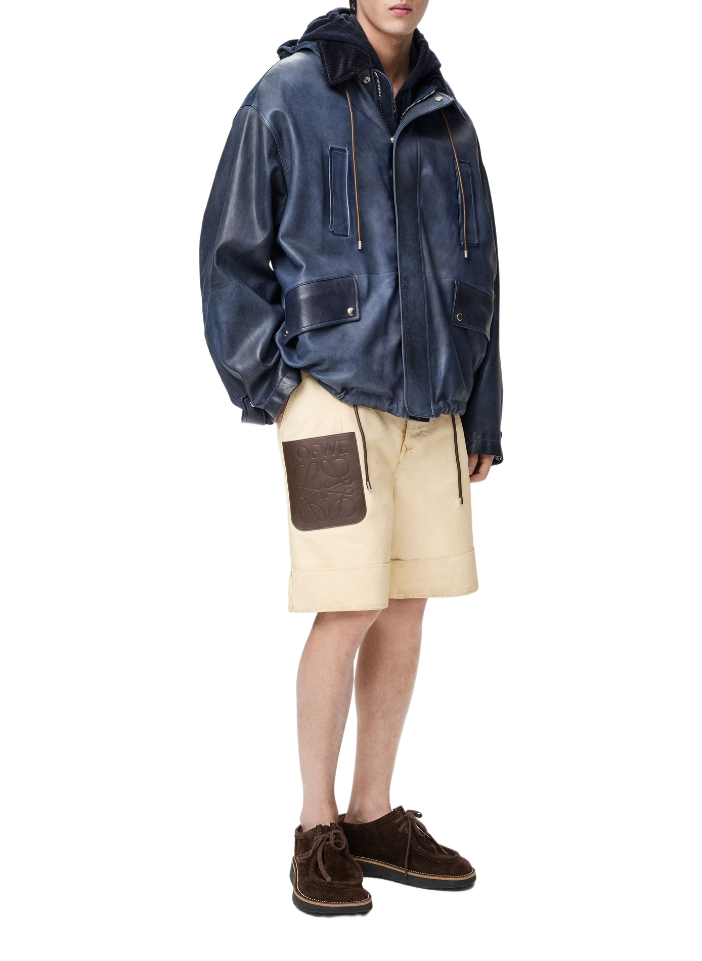 Short à revers en coton LOEWE Beige