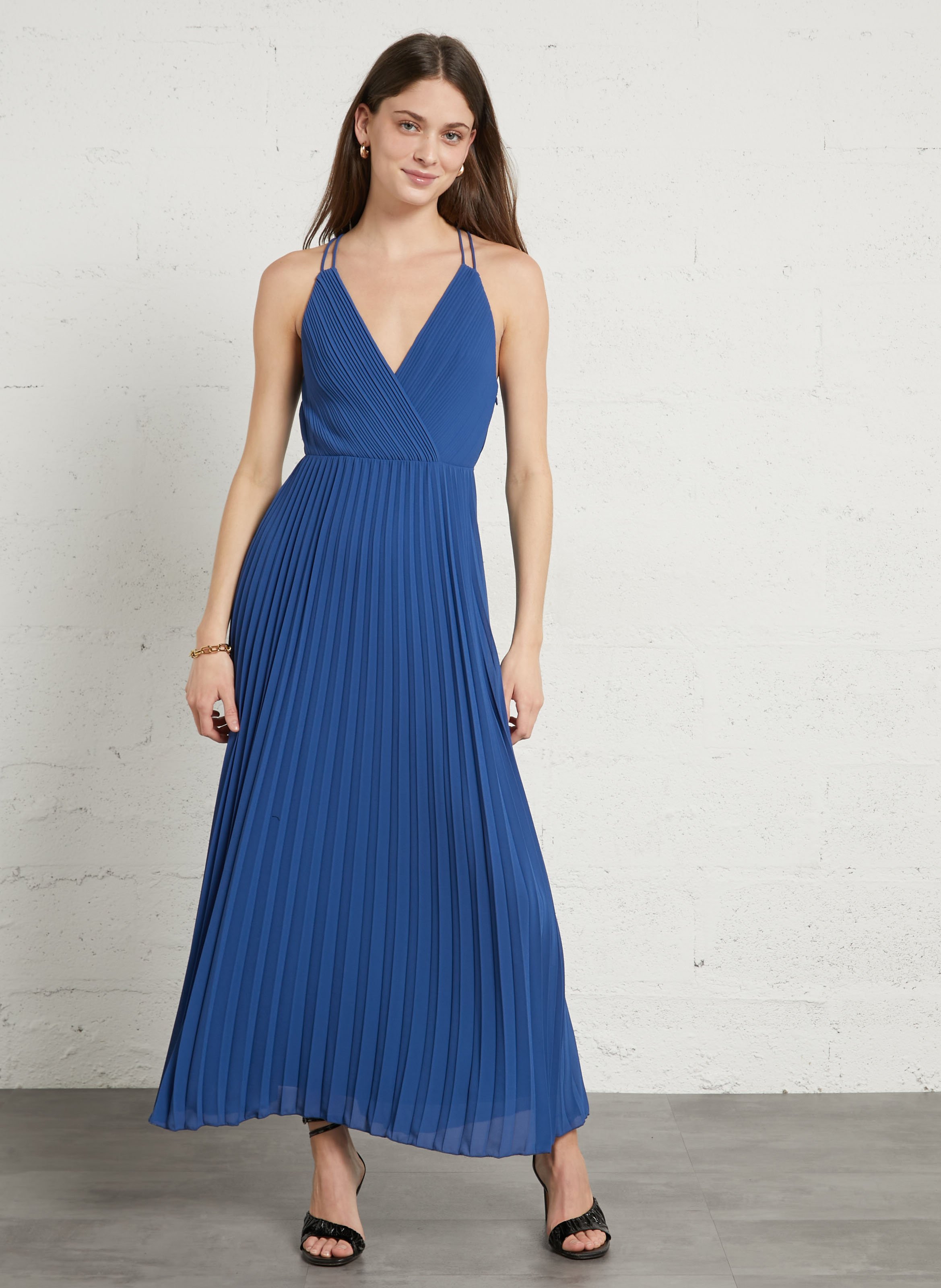 Robe longue plissée à bretelles lamore MAISON 123 Violet